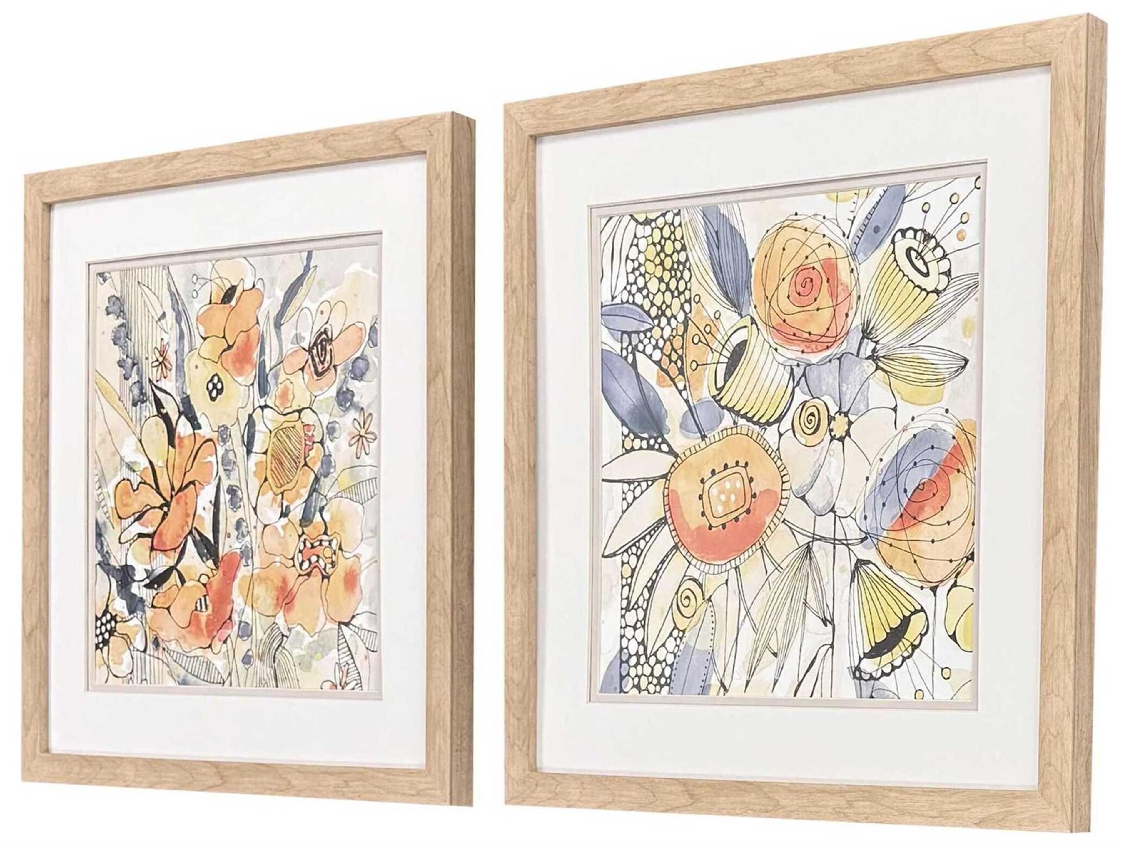 Paragon Florals Bursting Wildflowers Wall Art Set of 2