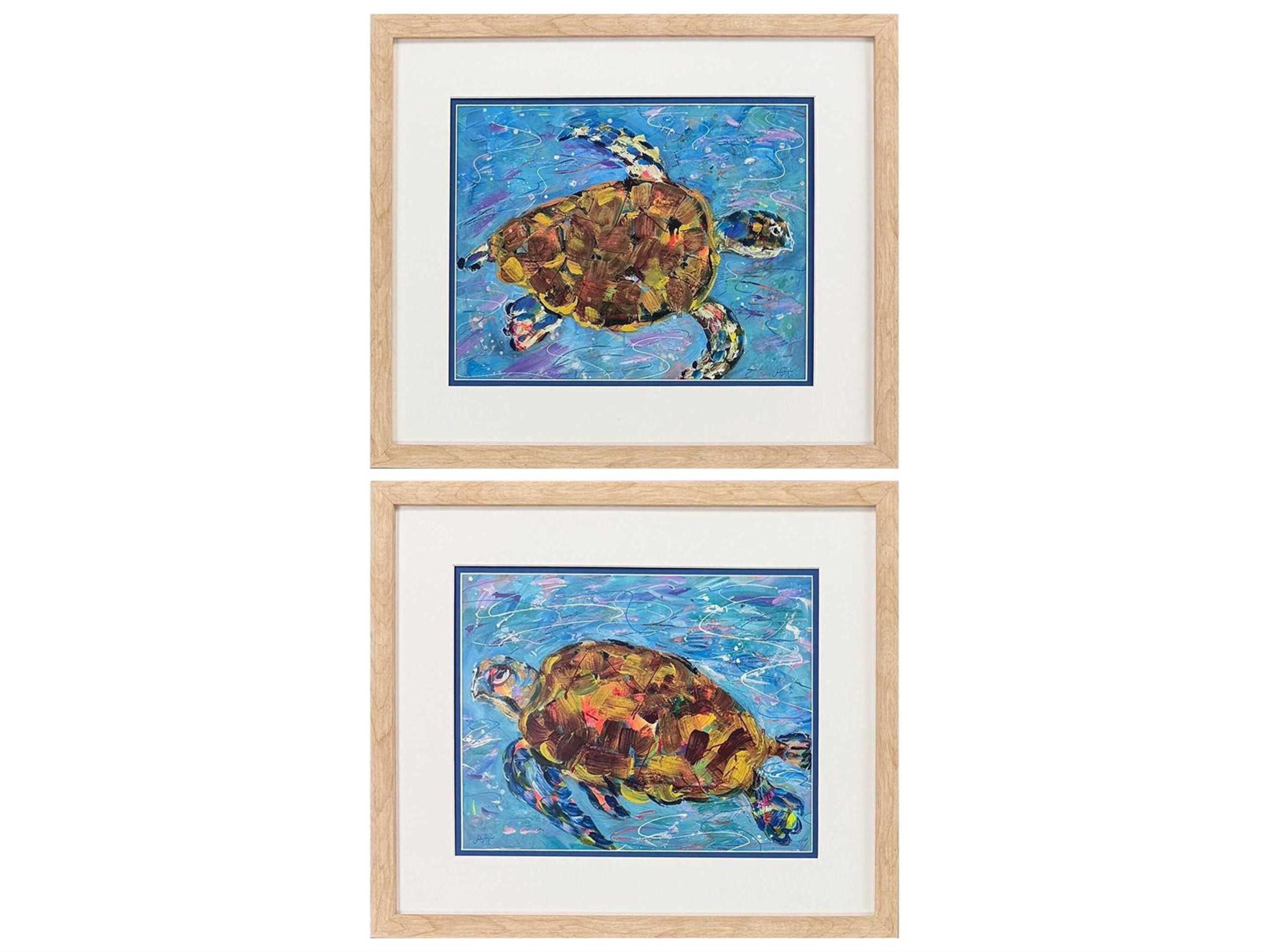 Animals Morning Swim Wall Art Set of 2