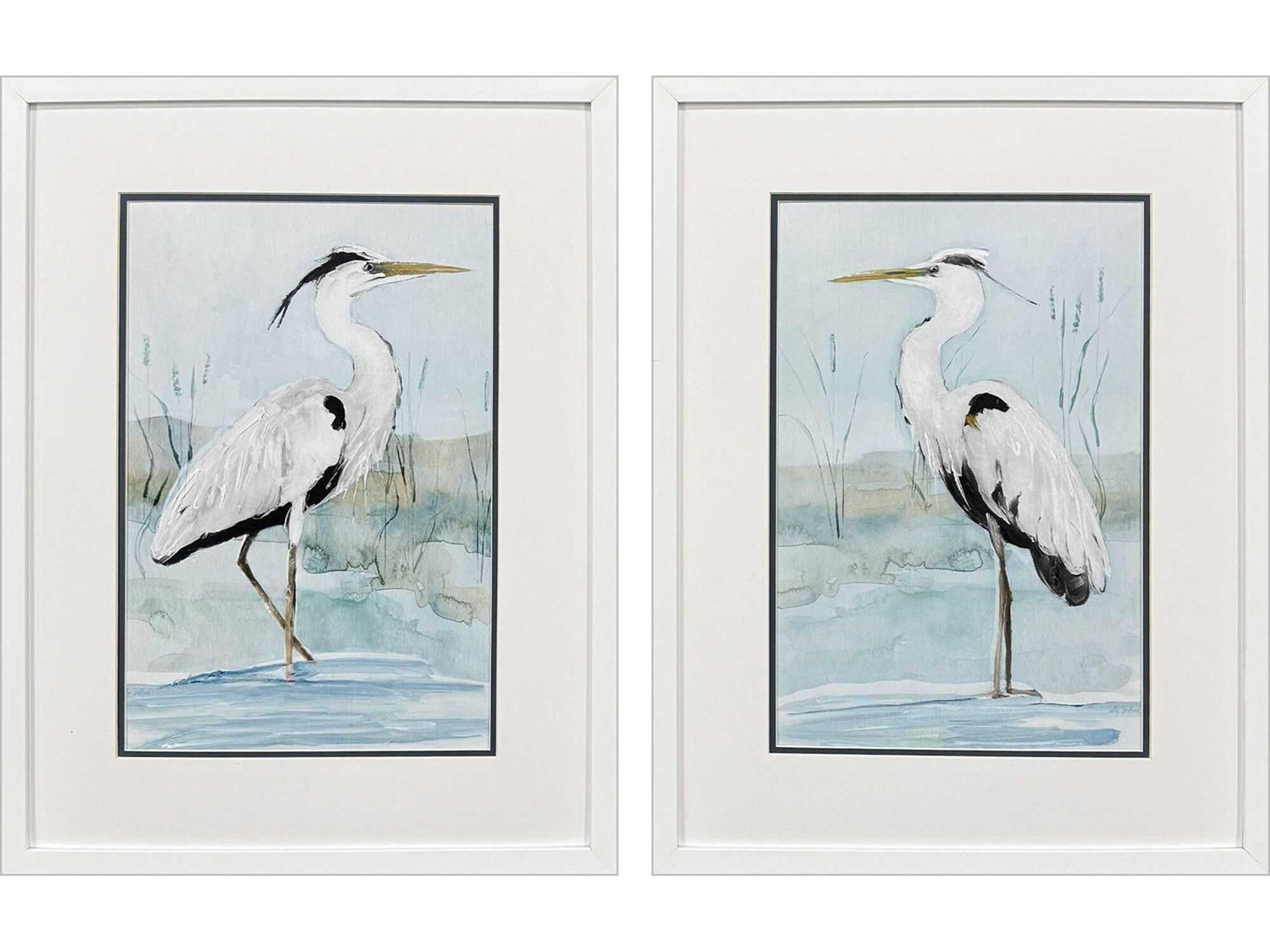 Paragon Animals Heron on Blue Wall Art Set of 2
