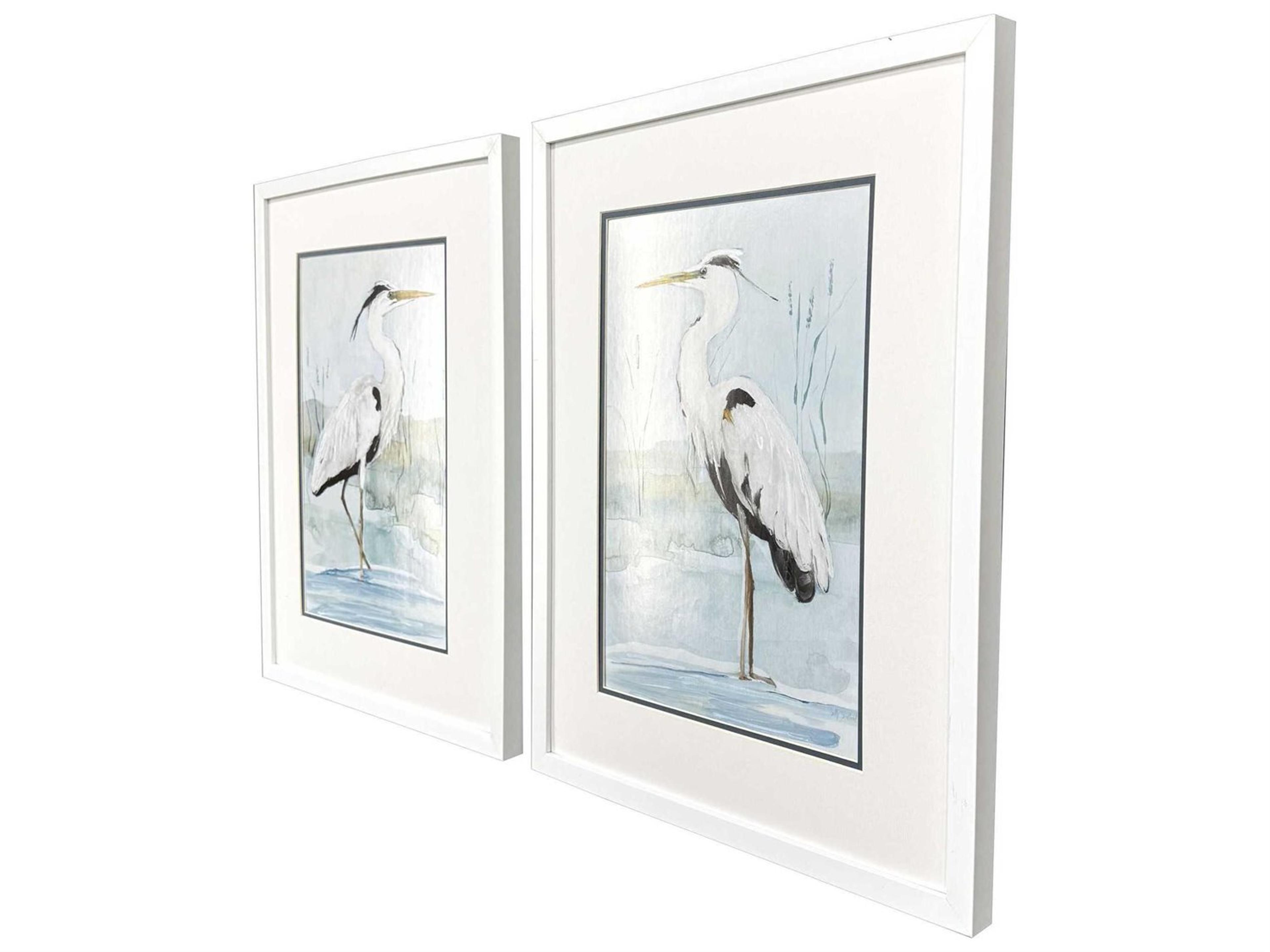 Paragon Animals Heron on Blue Wall Art Set of 2