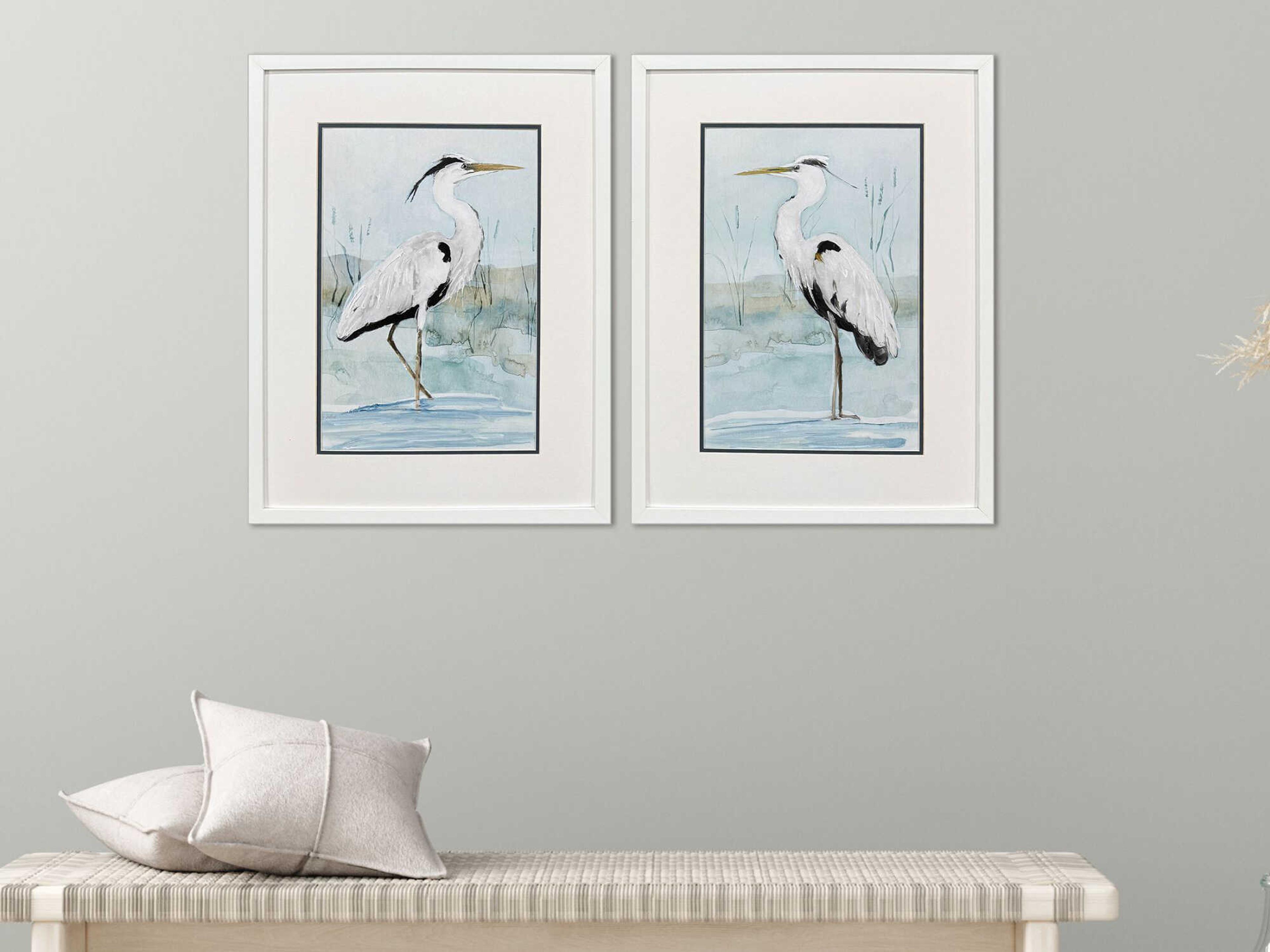 Paragon Animals Heron on Blue Wall Art Set of 2