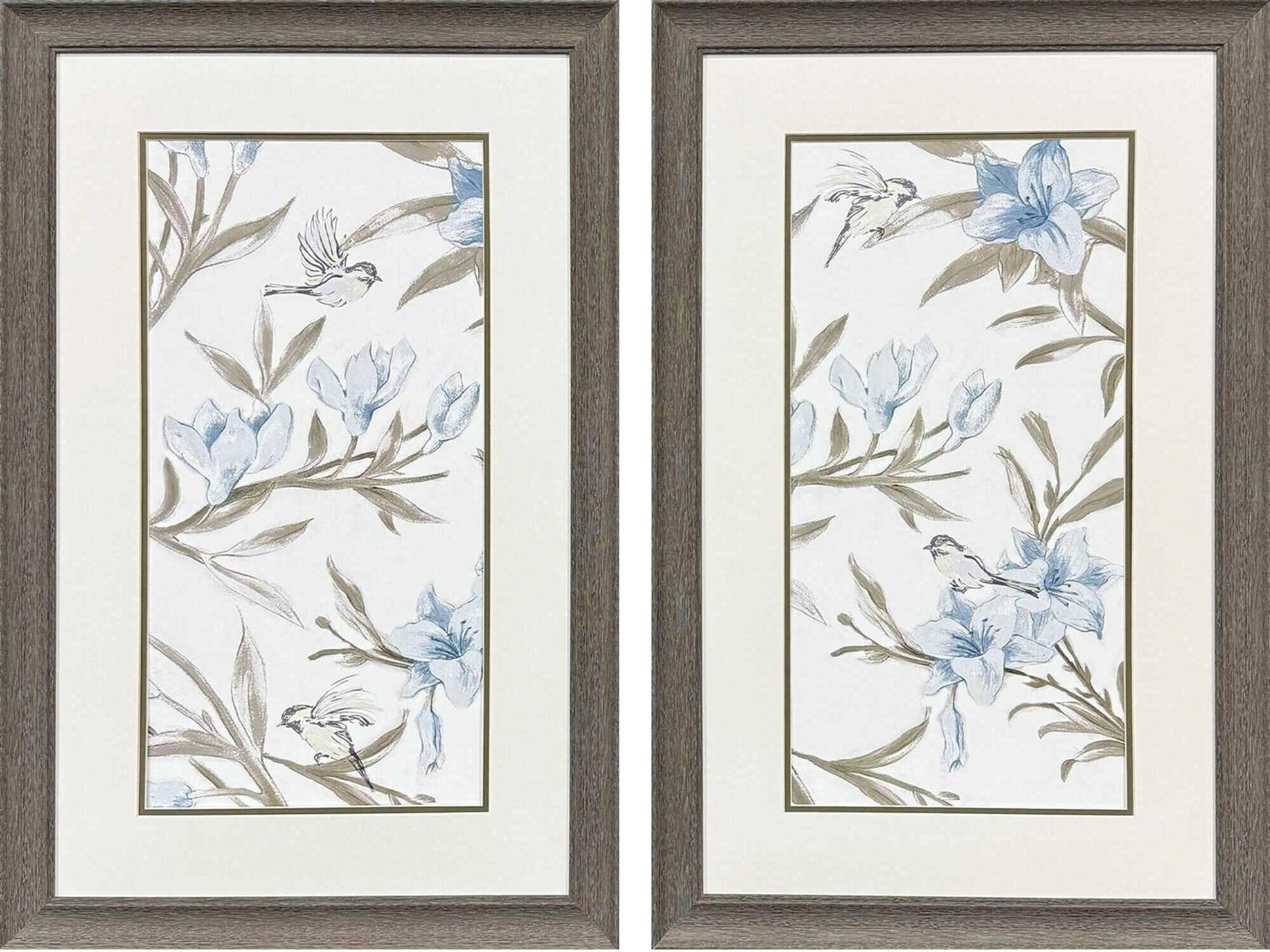 Paragon Florals Blue Flower Beauty Wall Art Set of 2