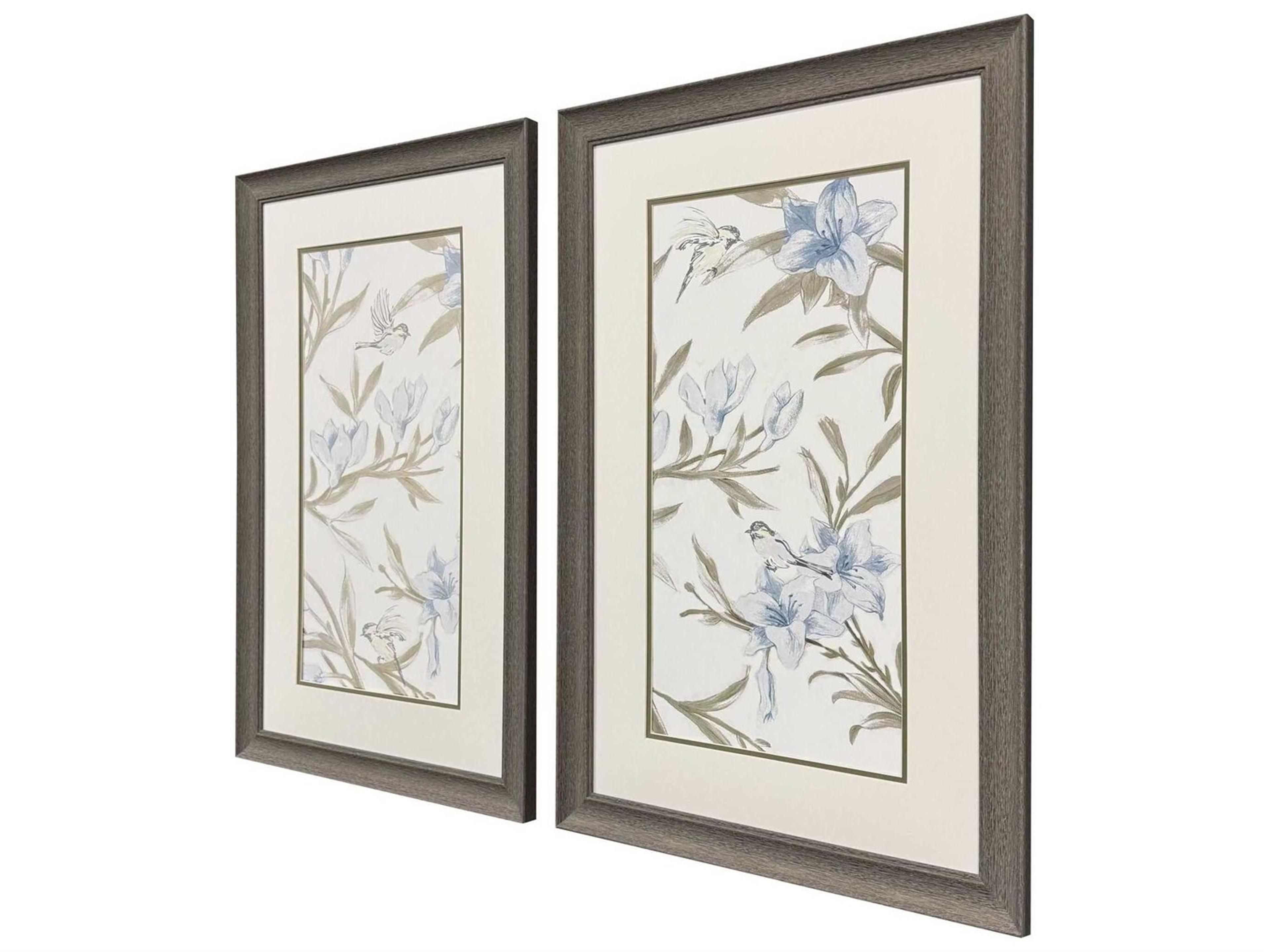 Paragon Florals Blue Flower Beauty Wall Art Set of 2