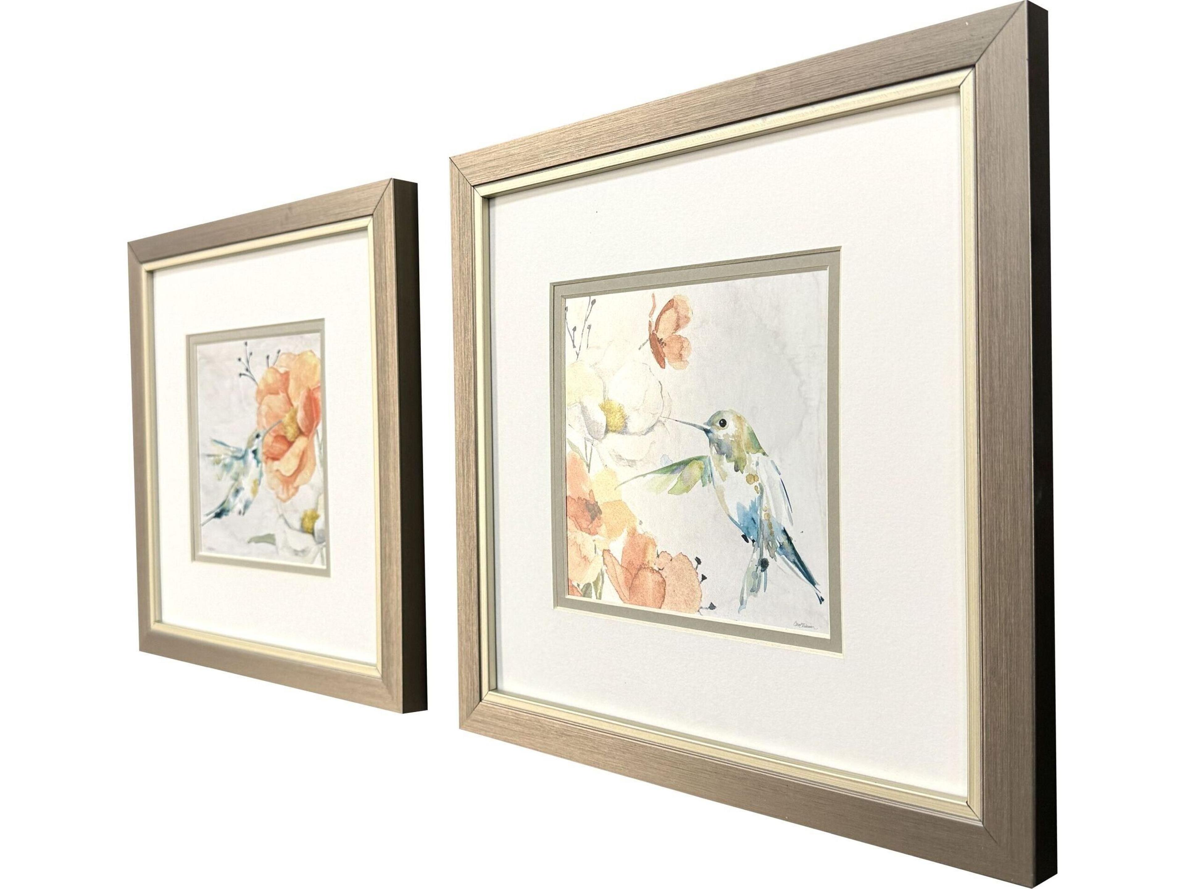 Paragon Floral Hummingbird Framed Art - Set of 2