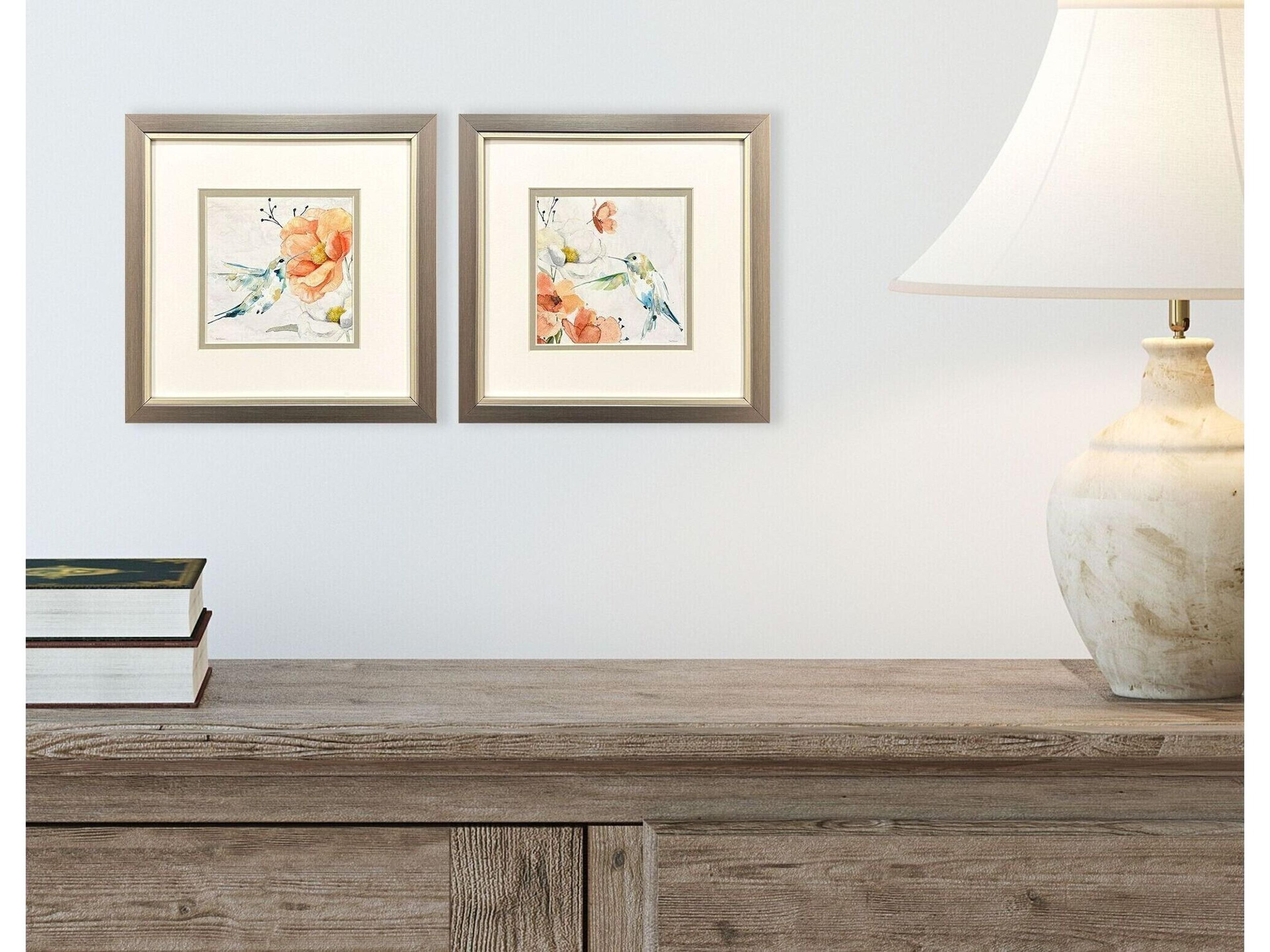 Paragon Floral Hummingbird Framed Art - Set of 2