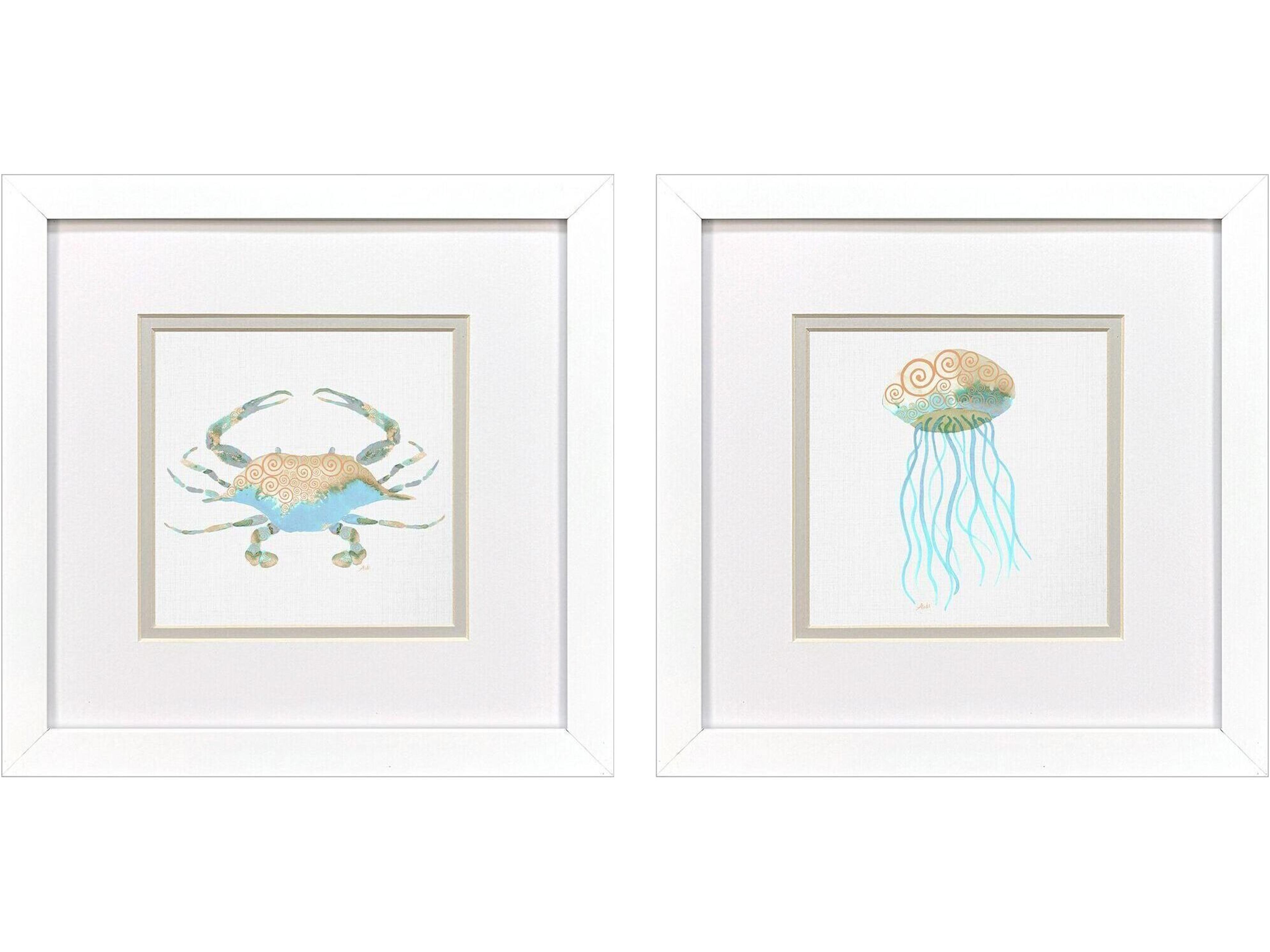 Sea Creatures II Framed Art - Set of 2