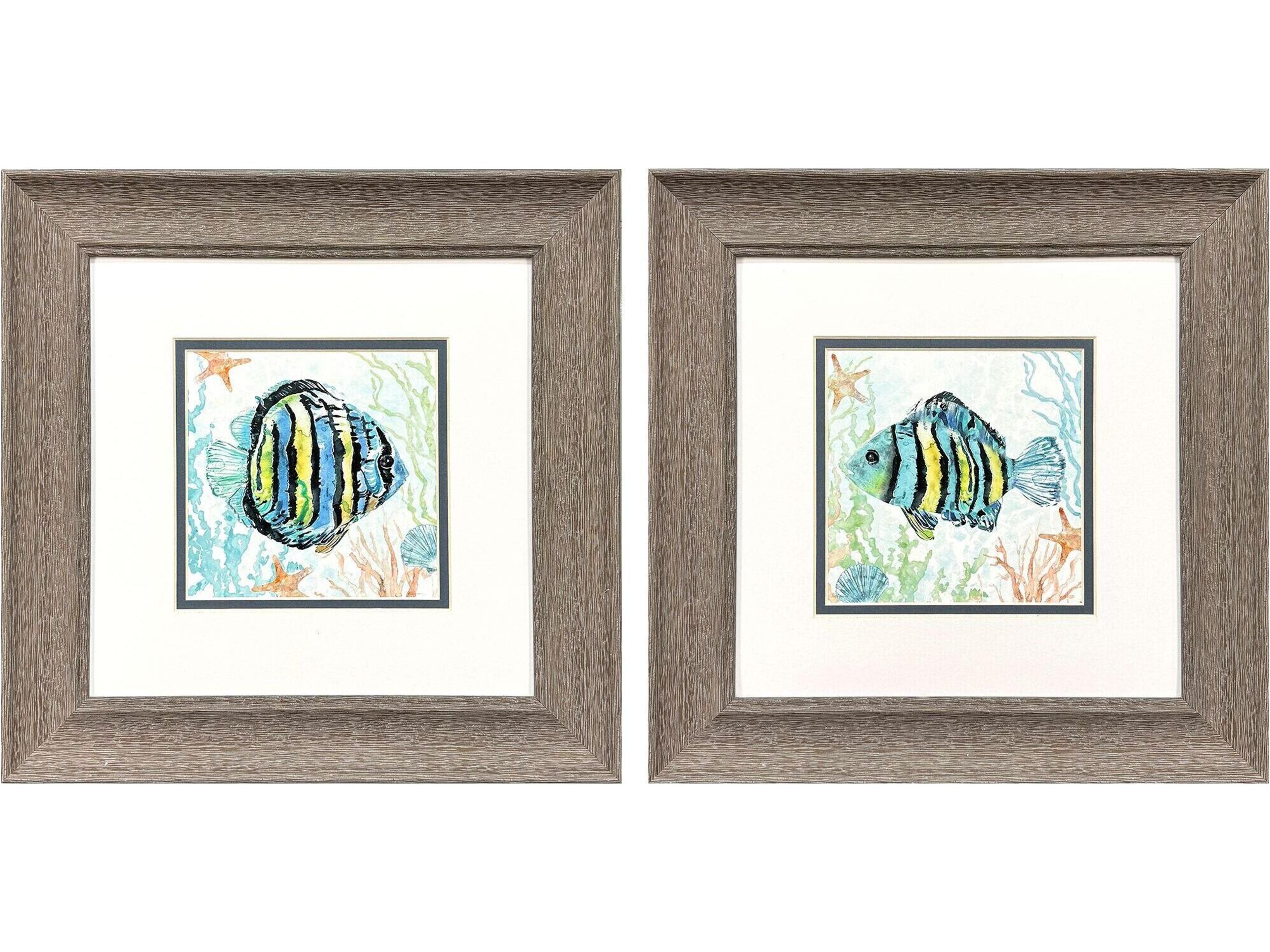 Striped Tropical Fish Framed Art - Set of 2