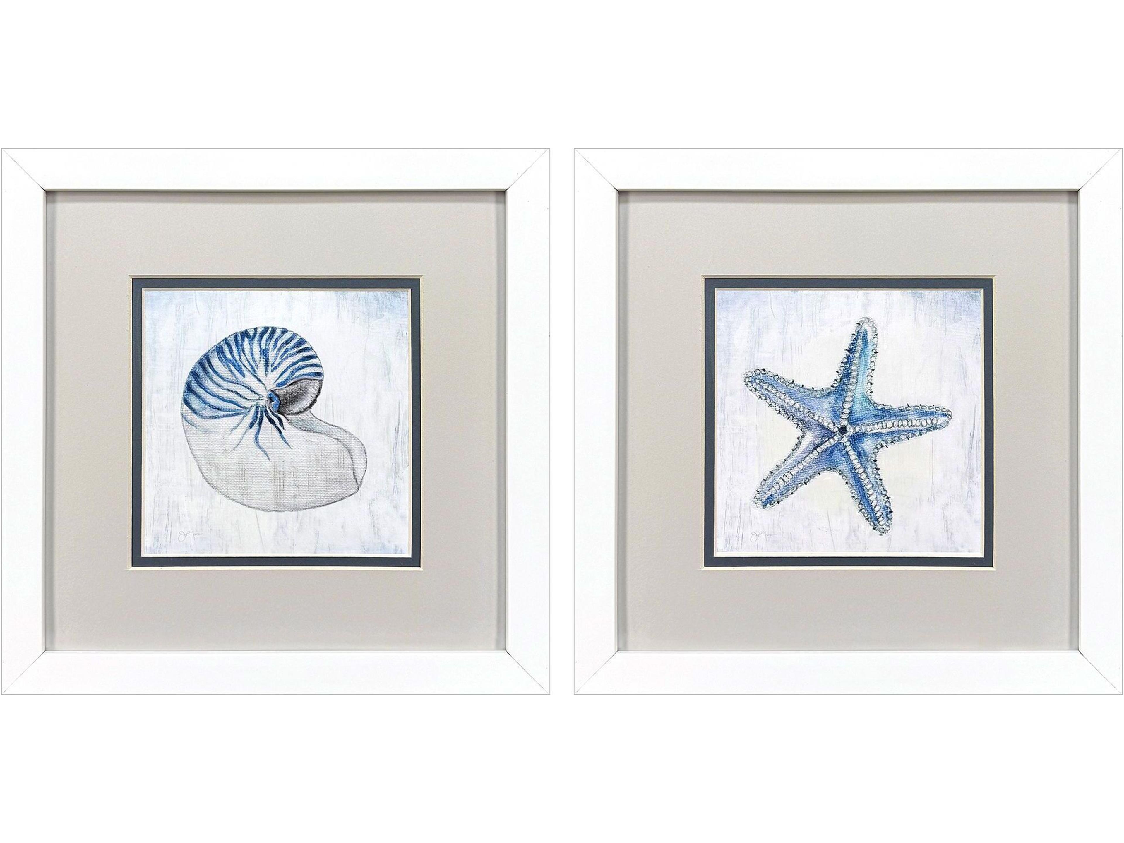 Paragon Azure Shell Framed Art - Set of 2