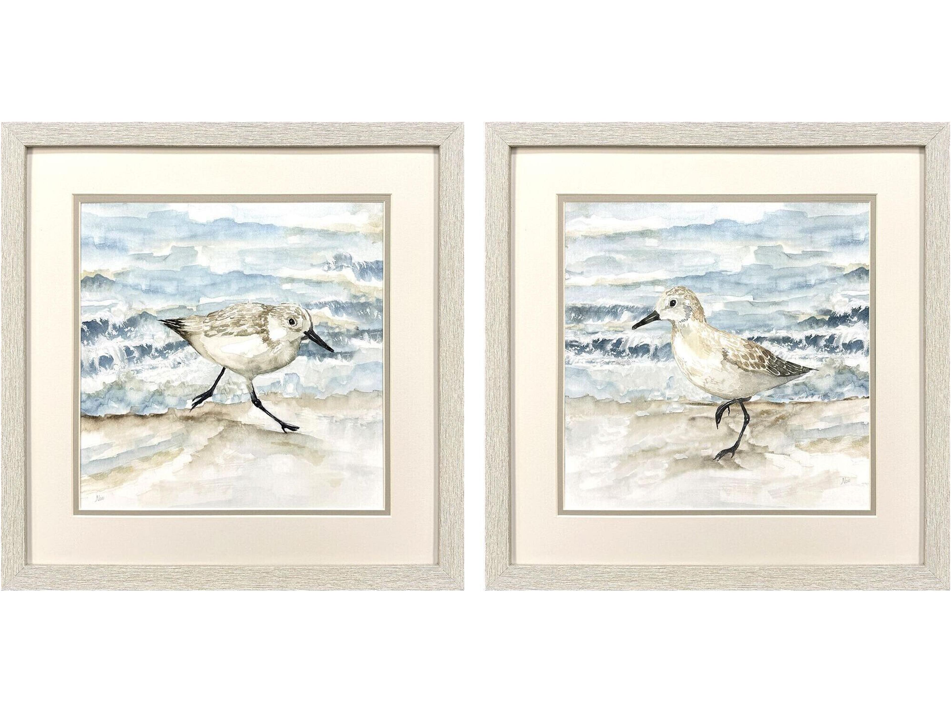 Beach Sandpipers Framed Art - Set of 2
