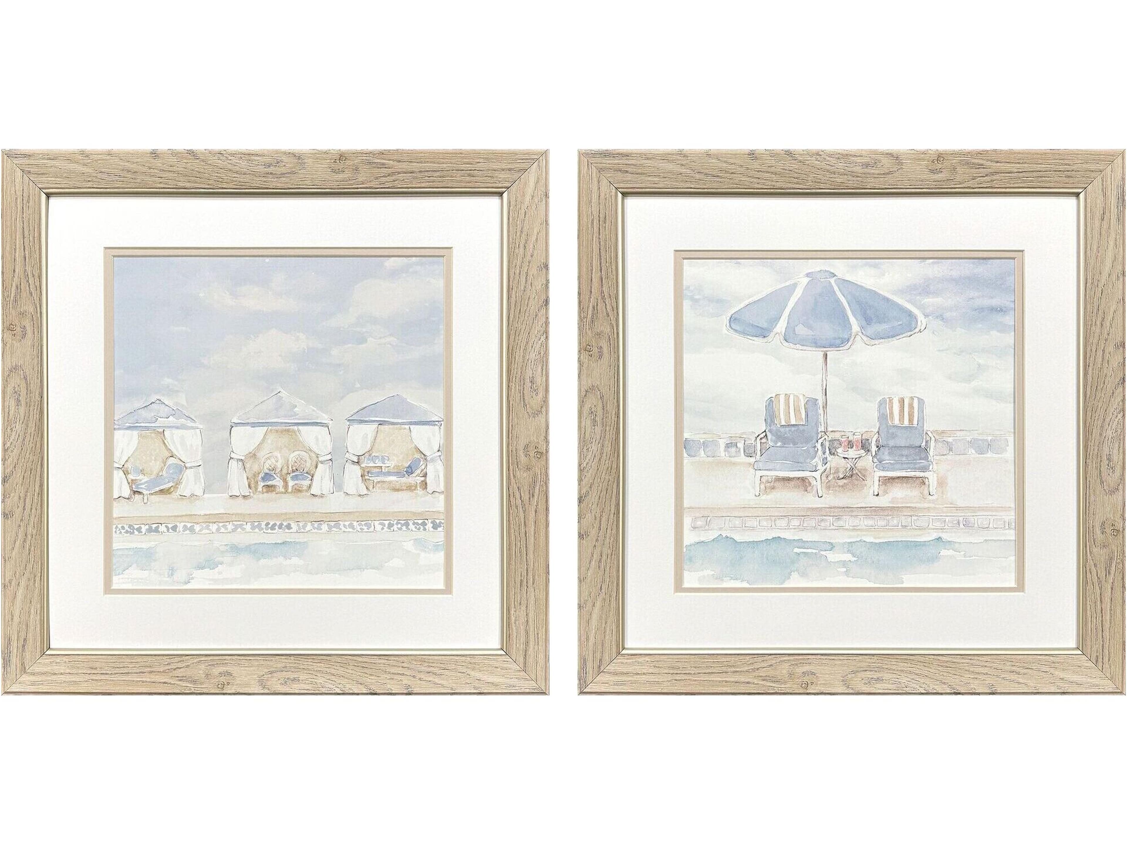 Peaceful Poolside Framed Art - Set of 2