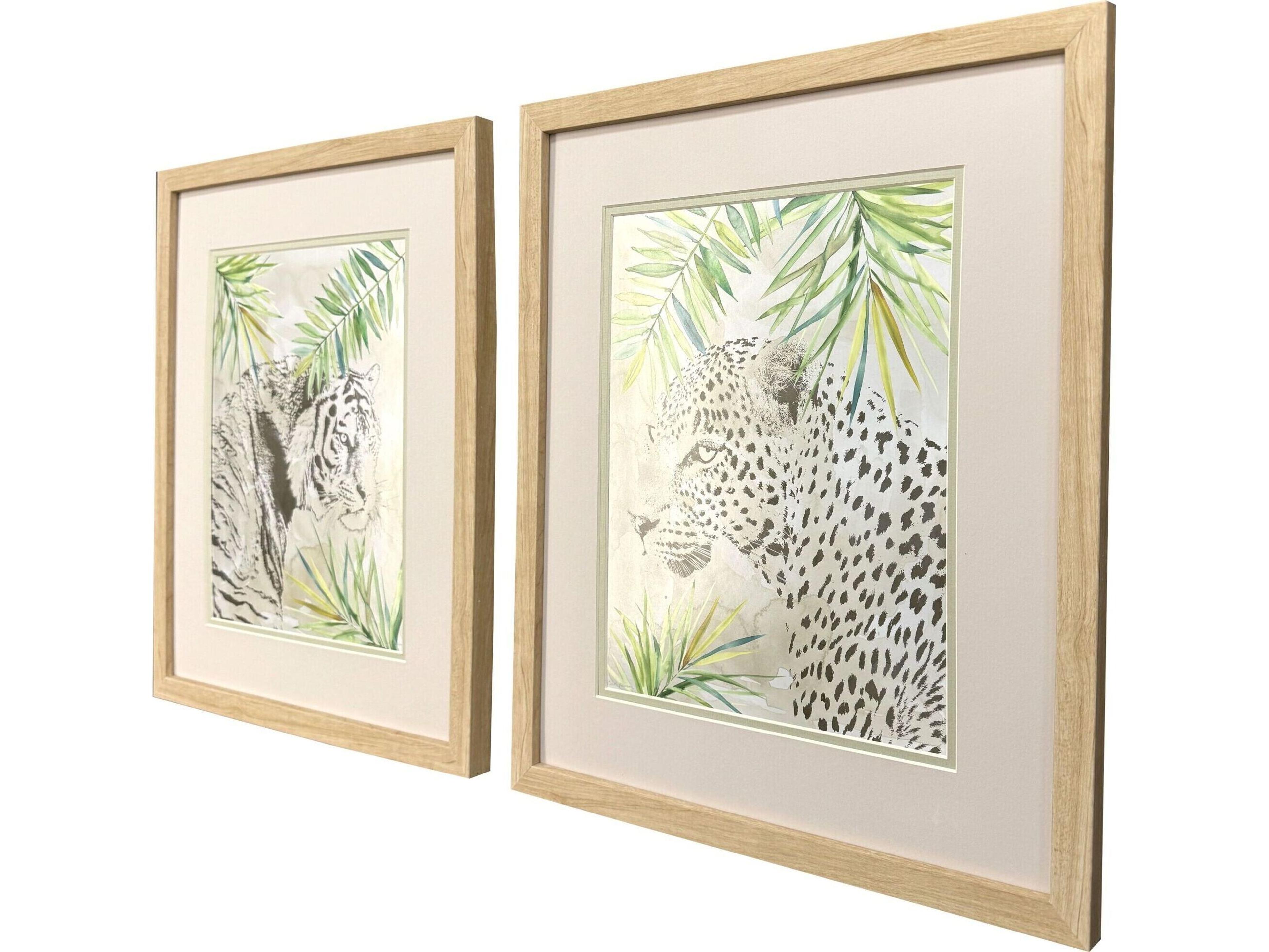 Paragon Boho Jungle Cat Framed Art - Set of 2