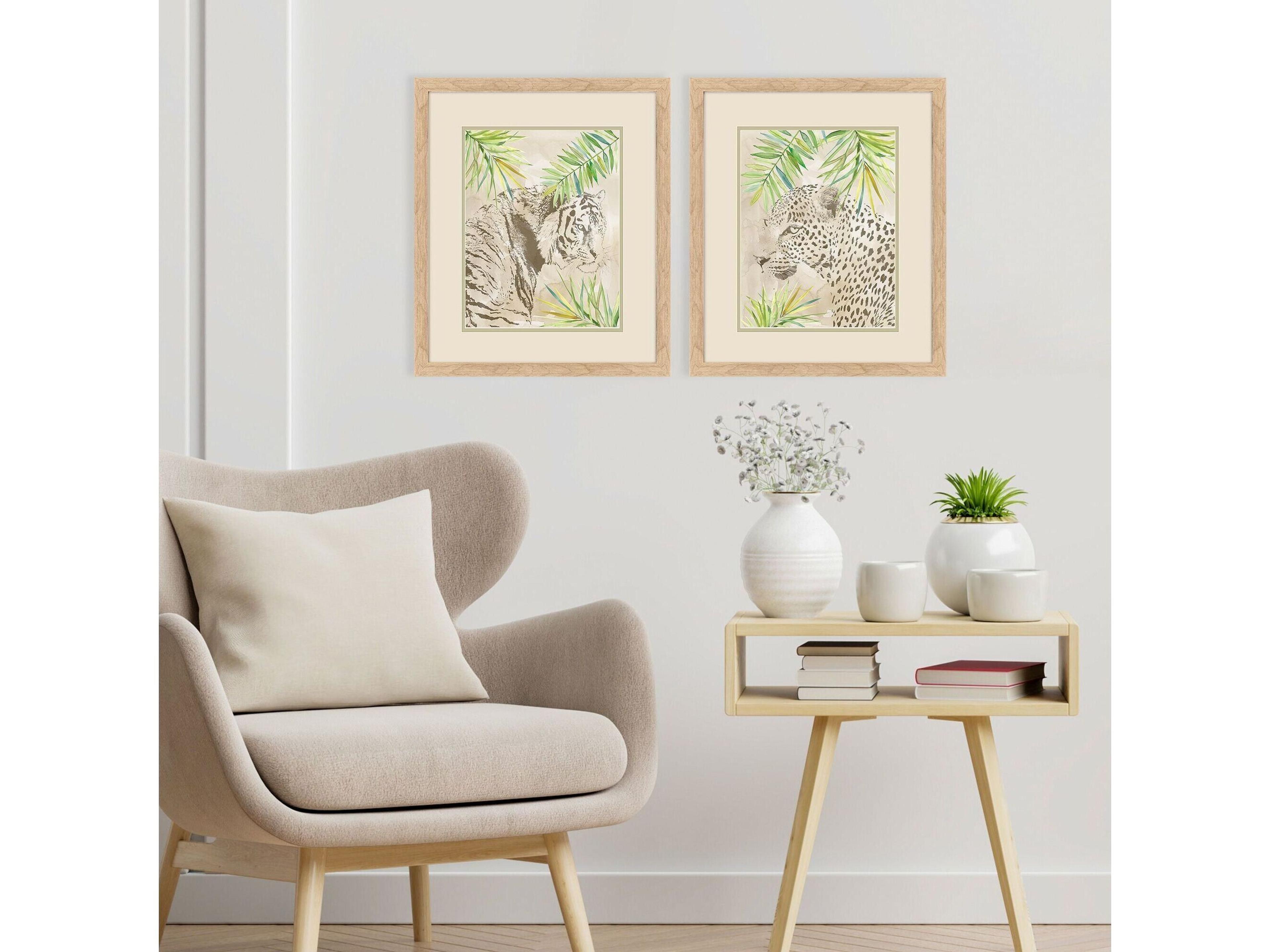 Paragon Boho Jungle Cat Framed Art - Set of 2