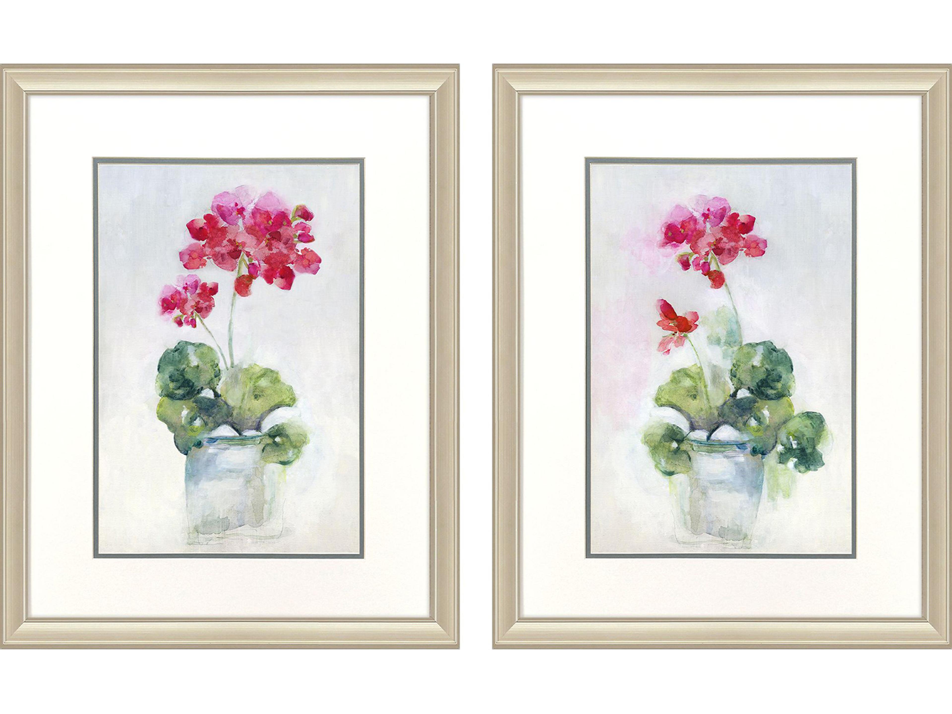 Soft Geranium Framed Art - Set of 2