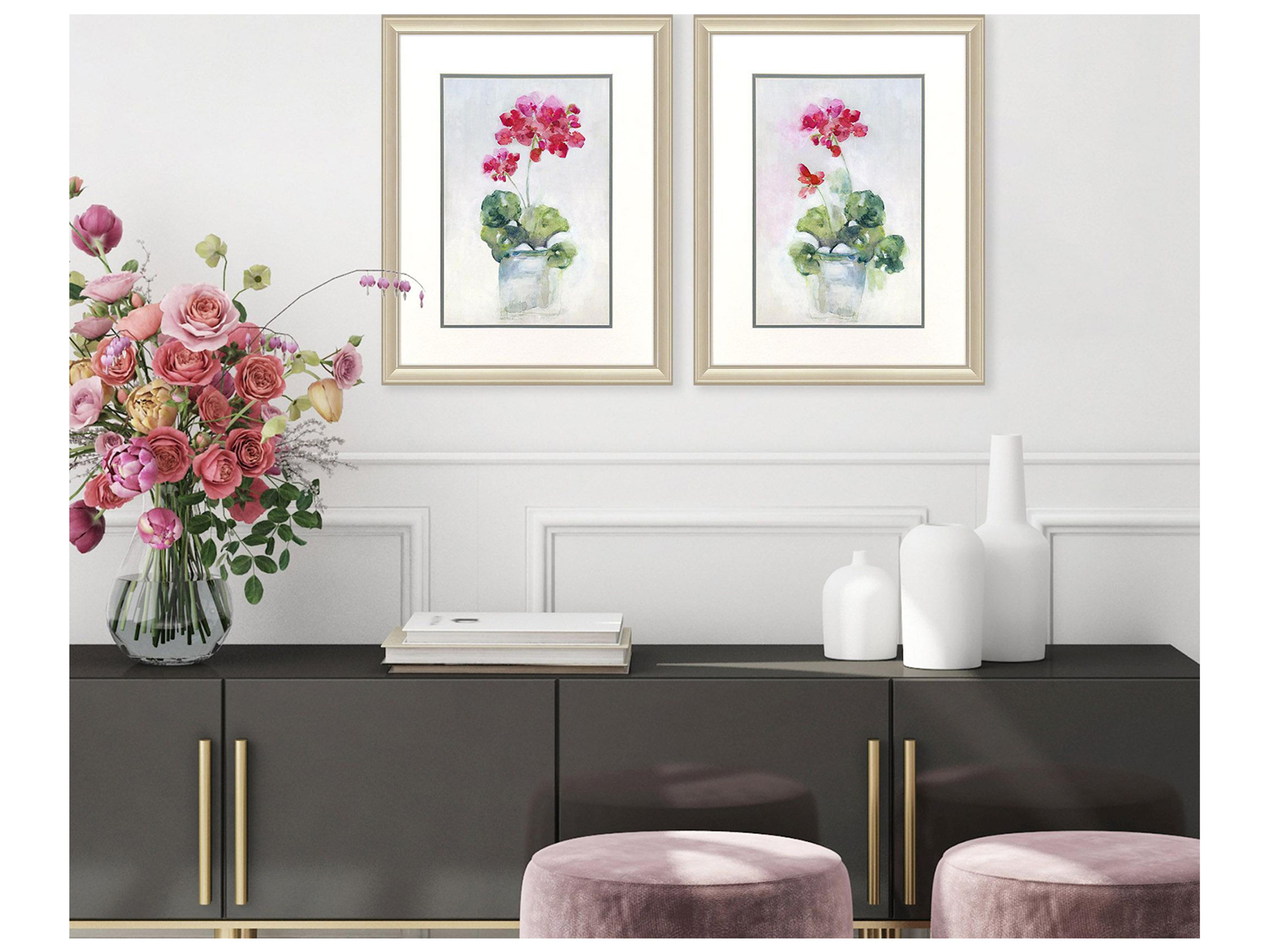 Paragon Soft Geranium Framed Art - Set of 2