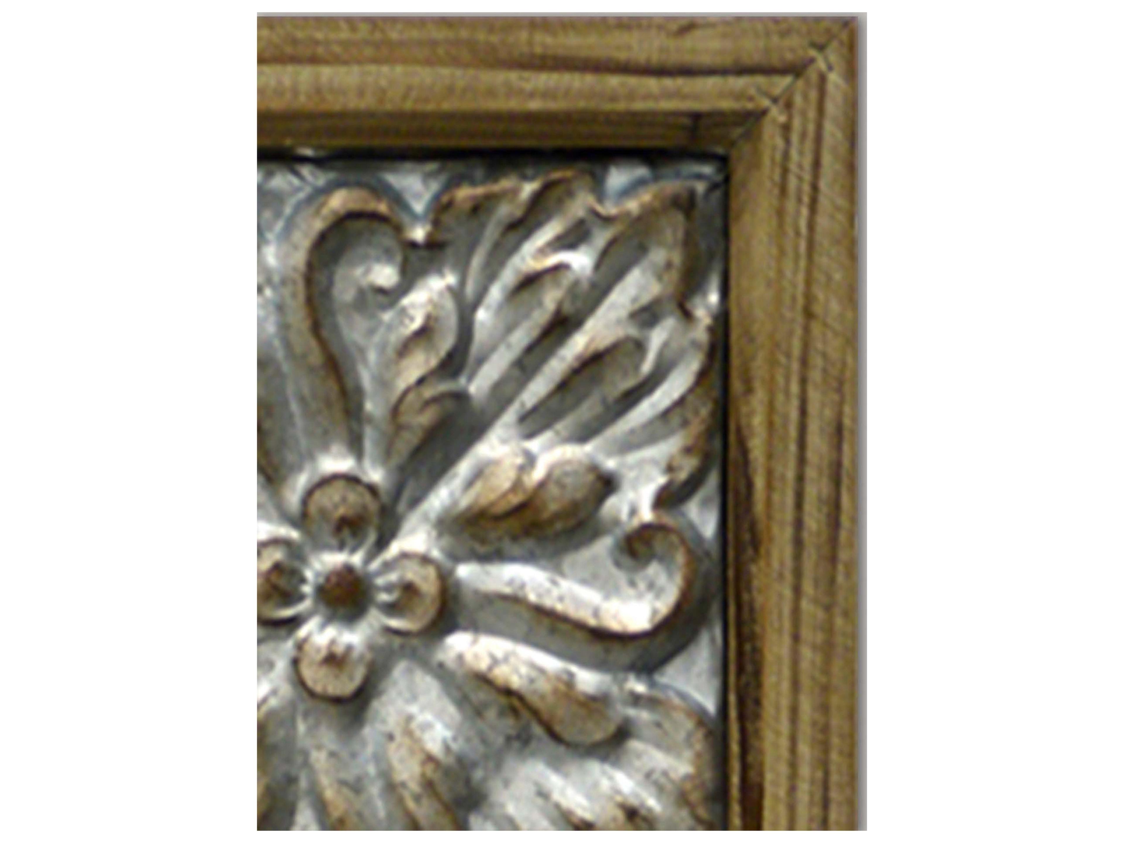 Paragon Farmhouse Neutral Metallic Brown Silvered Wall Mirror Square