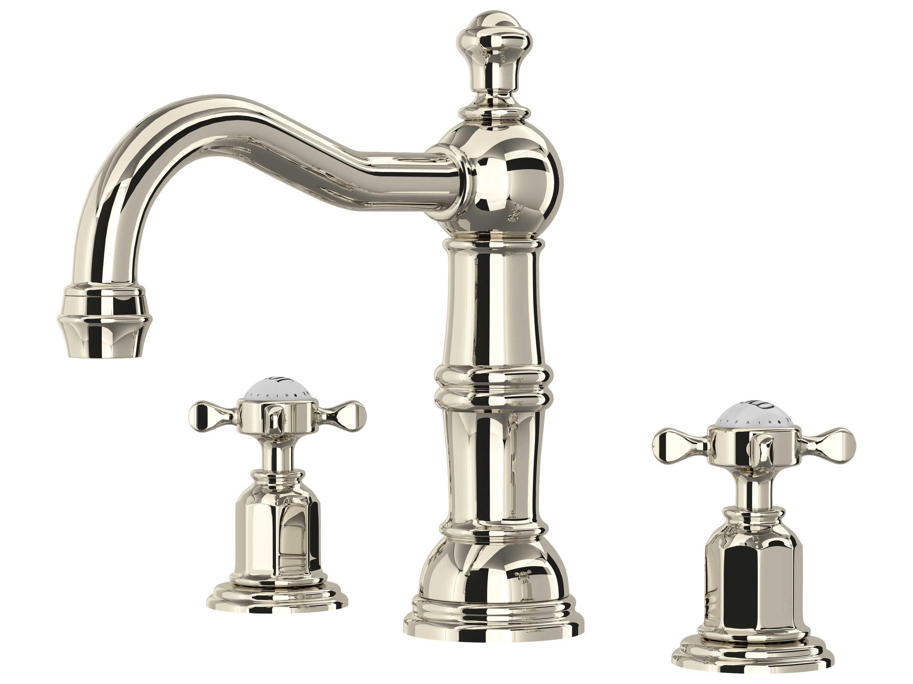 Perrin and Rowe Edwardian Polished Nickel Widespread Lavatory Faucet with Column Spout