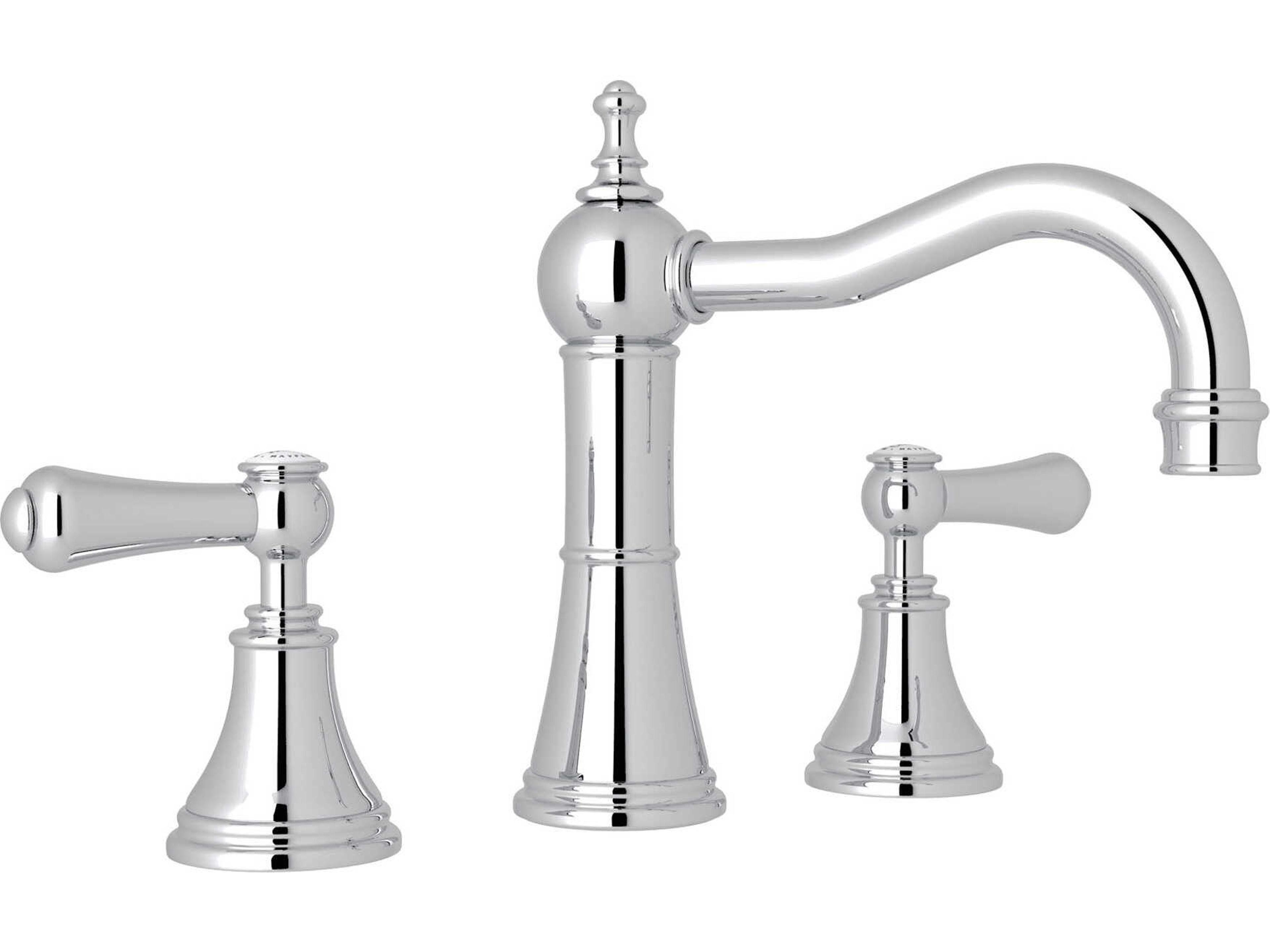 Perrin and Rowe Georgian Era Polished Chrome Widespread Lavatory Faucet with Column Spout
