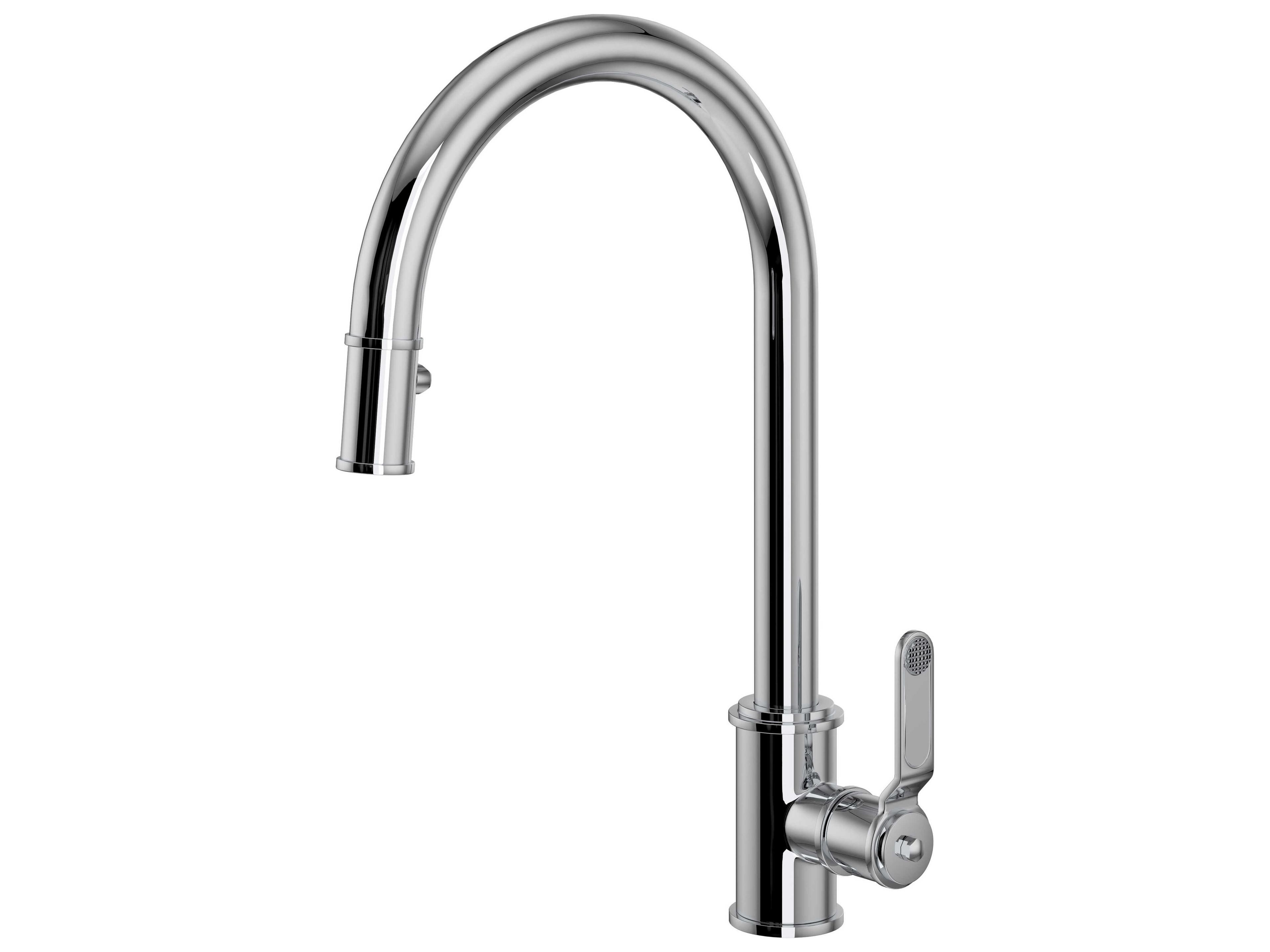 Armstrong Polished Chrome Pull-Down Kitchen Faucet with C-Spout