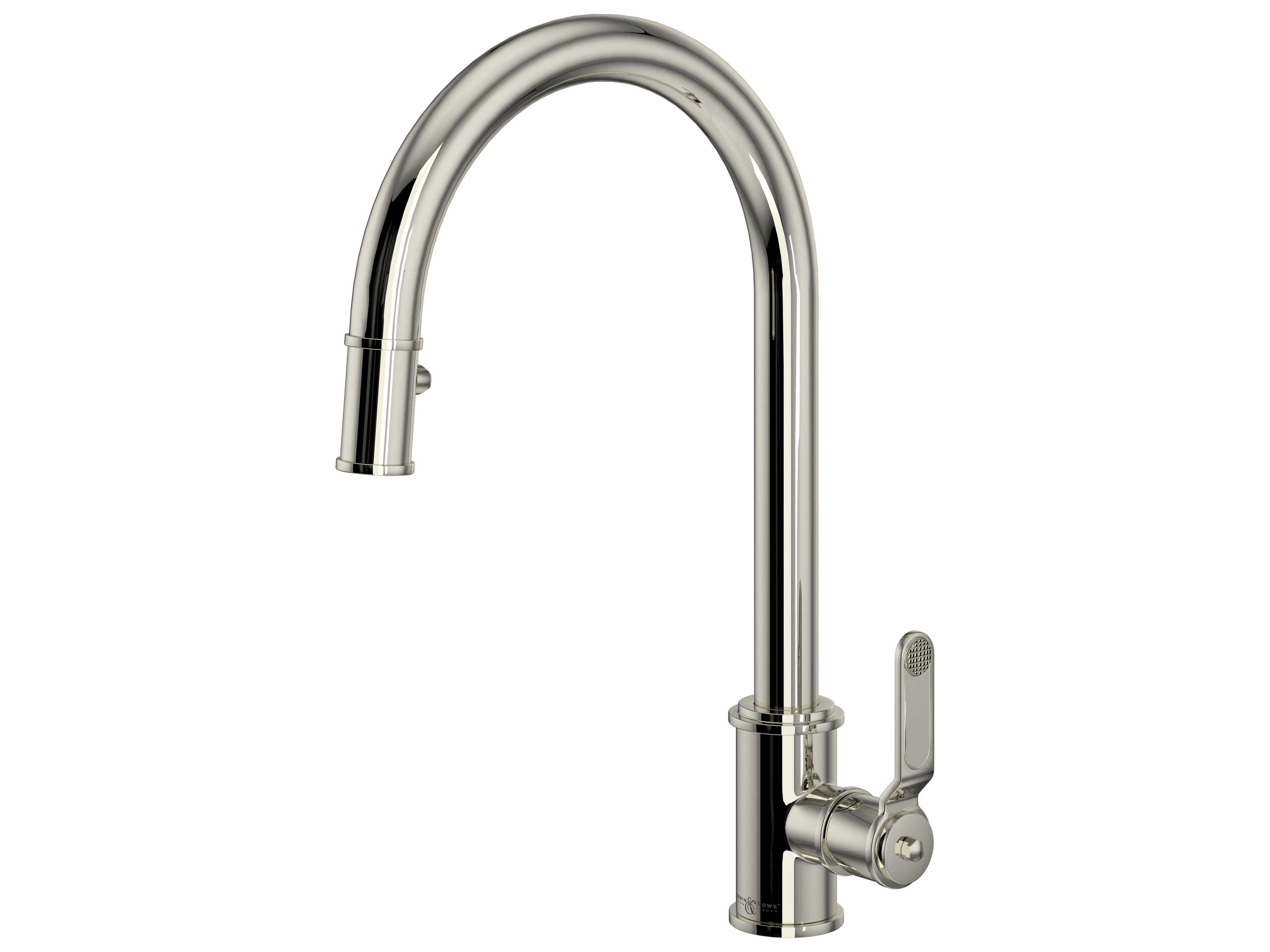 Armstrong Polished Nickel Pull-Down Kitchen Faucet with C-Spout