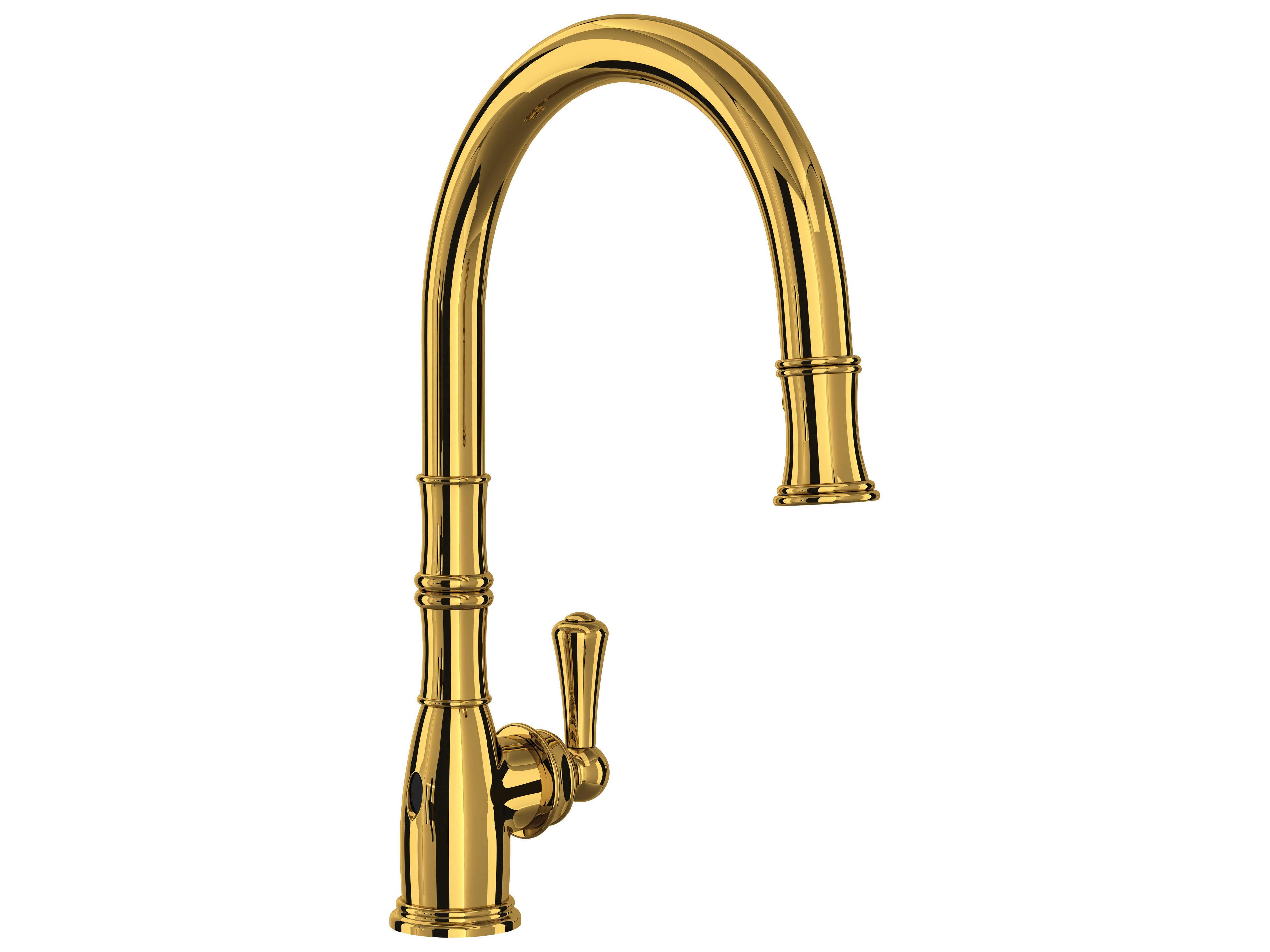 Georgian Era Unlacquered Brass Pull-Down Touchless Kitchen Faucet