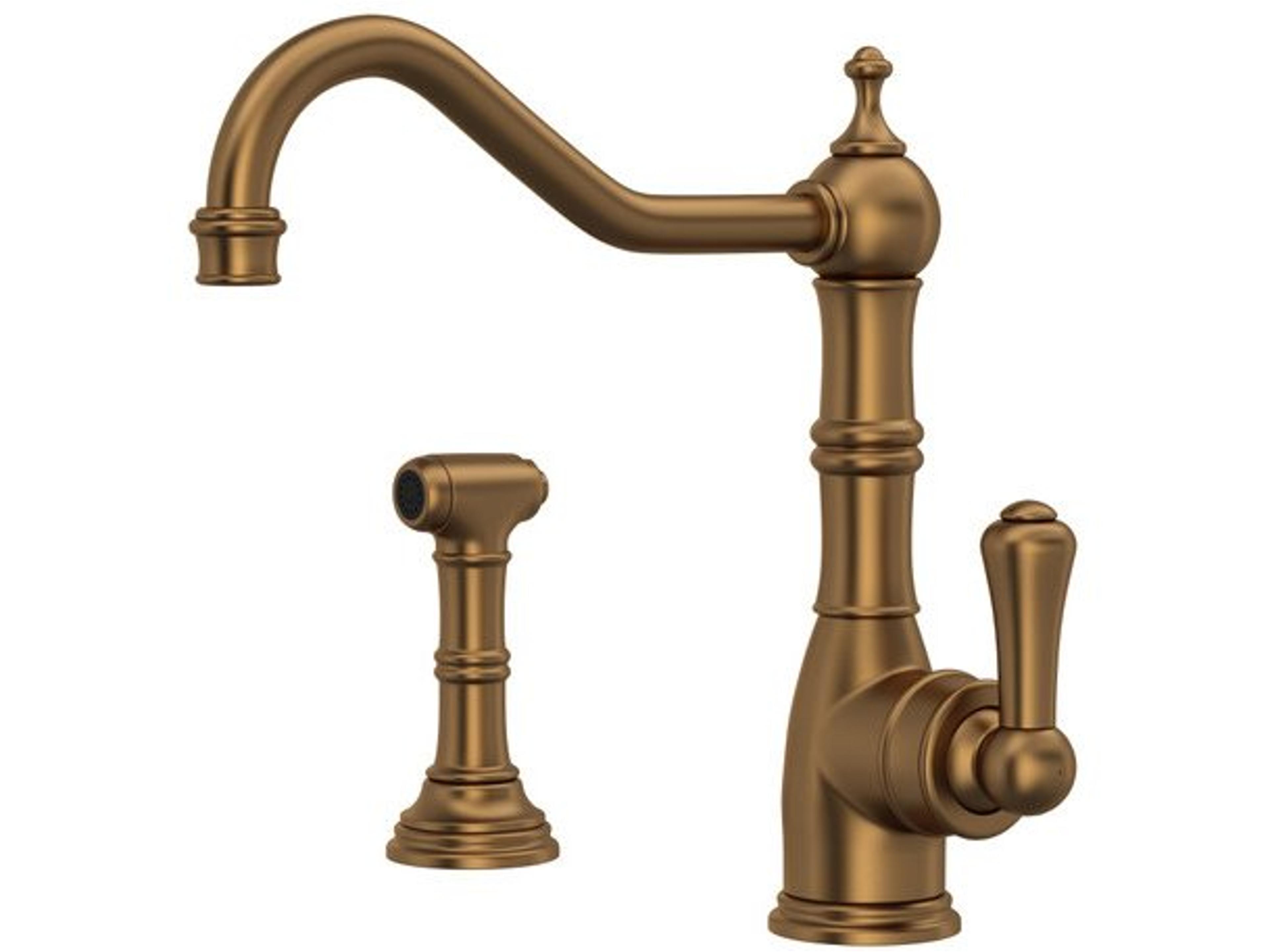 Edwardian Era Single Hole English Bronze Faucet with Side spray Rinse