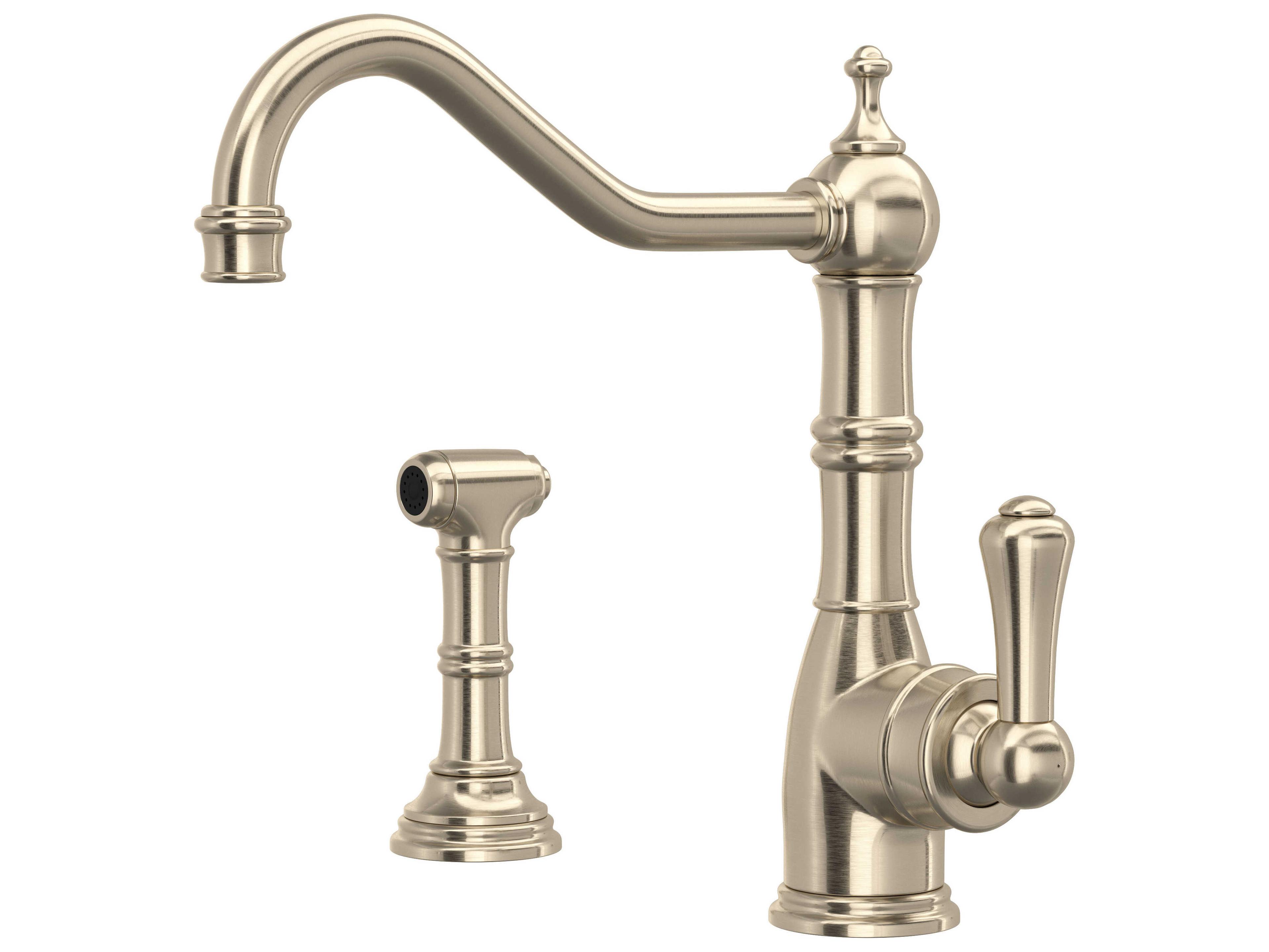 Edwardian Satin Nickel Kitchen Faucet with Side Spray