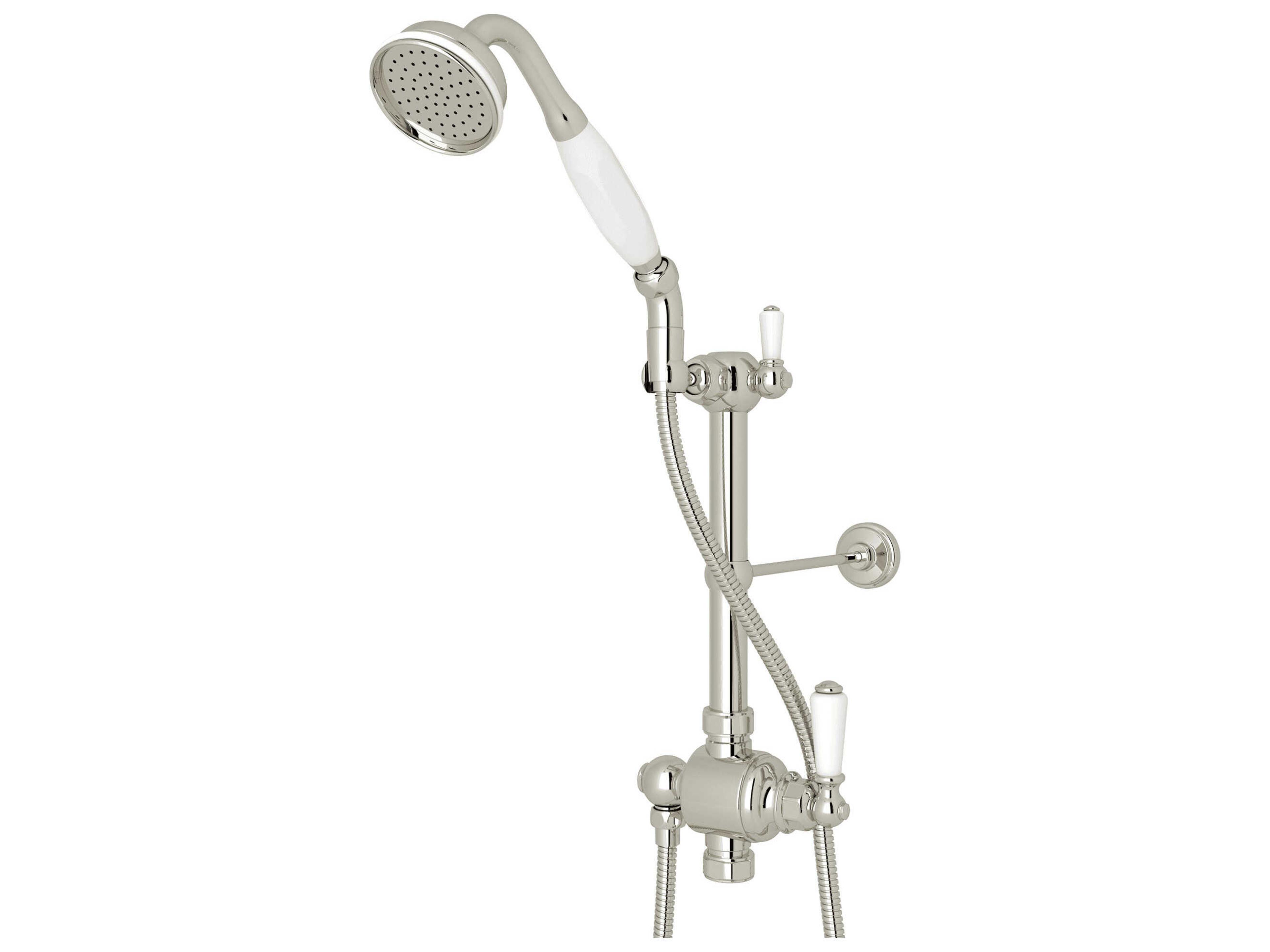 Edwardian Polished Nickel New Style Ceramic Disc Cartridge Design Riser Diverter Set