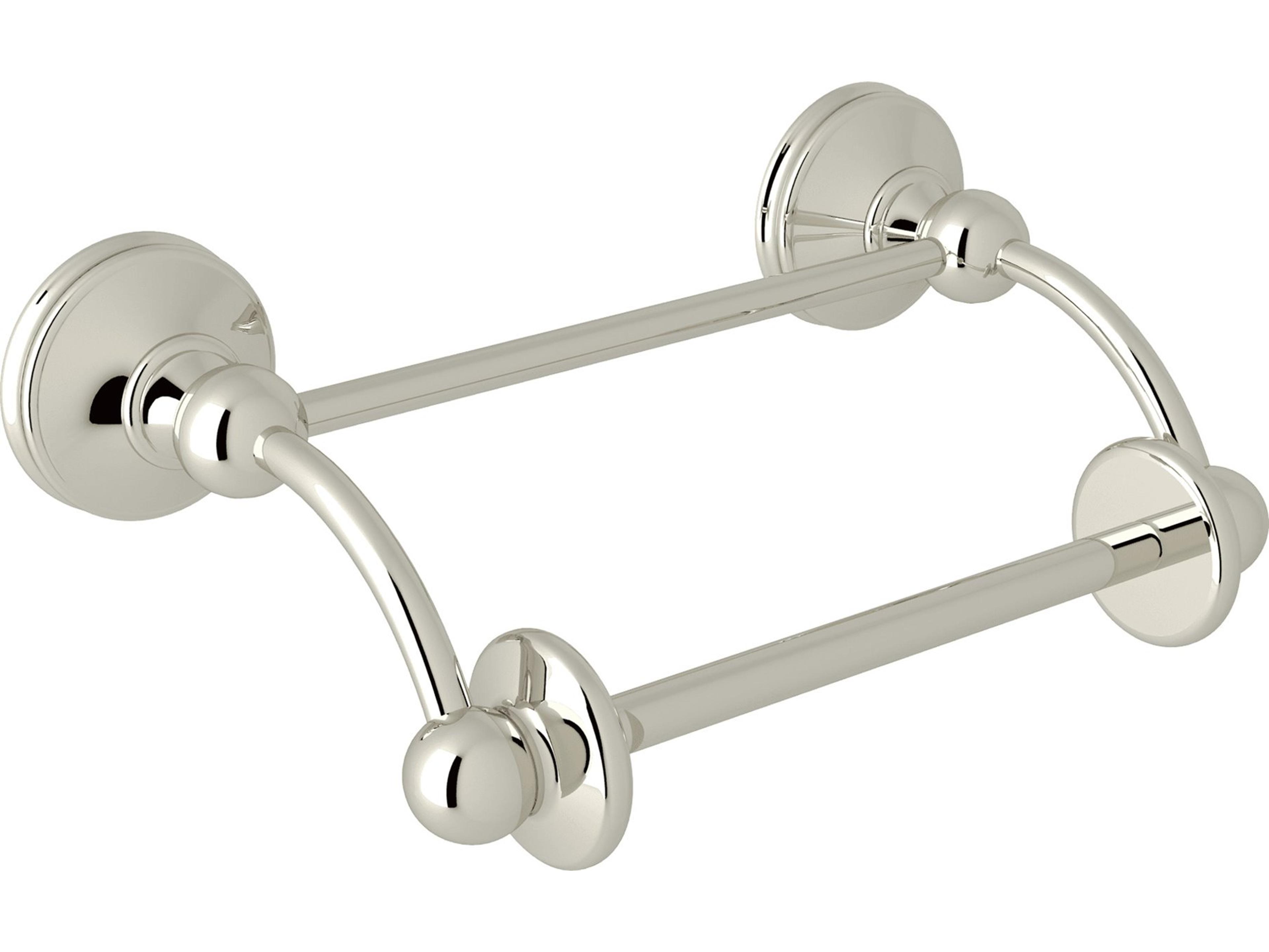 Georgian Era Polished Nickel Toilet Paper Holder with Swinging or Lift Arm or Pivot Bar for Roll
