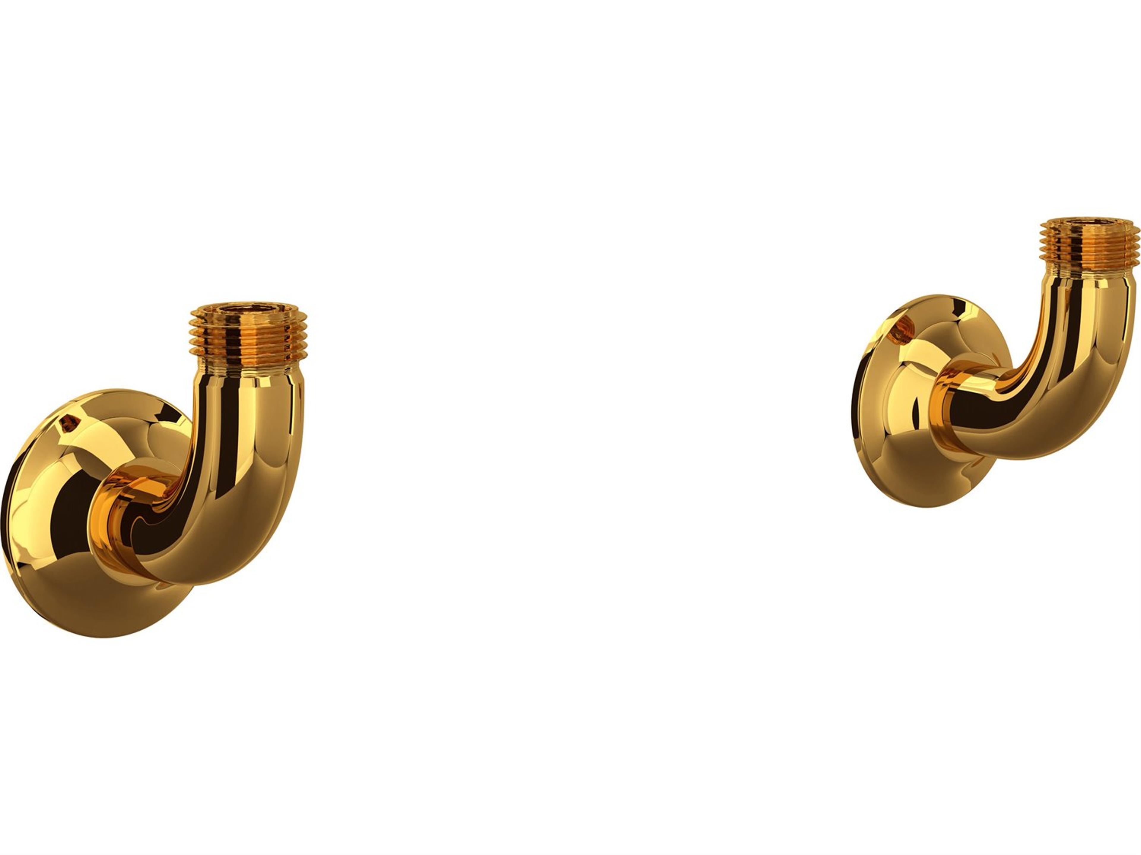 Georgian Era Unlacquered Brass Pair of Wall Unions for Bridge Faucets