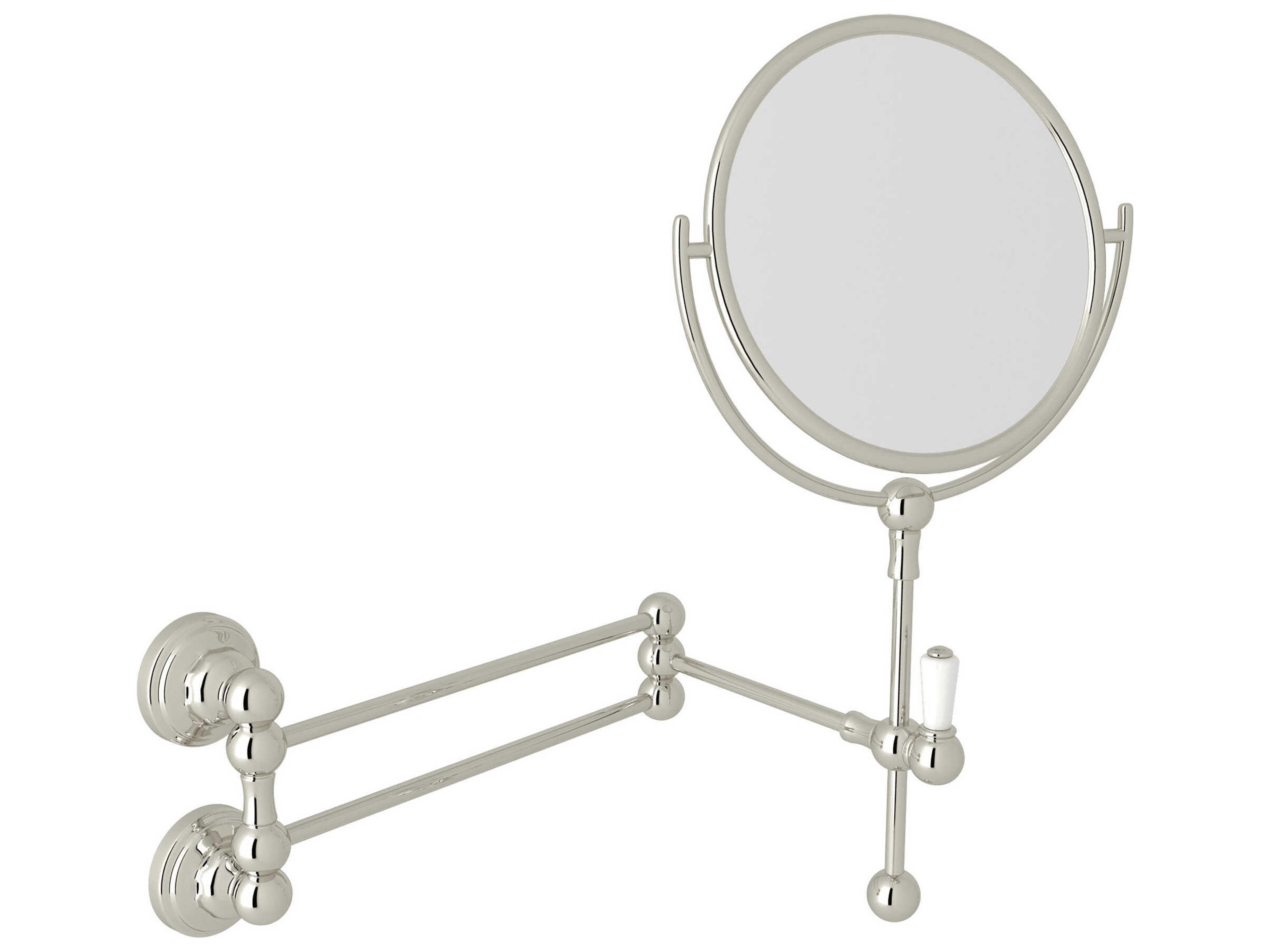 Edwardian Polished Nickel Wall Mount Makeup Mirror