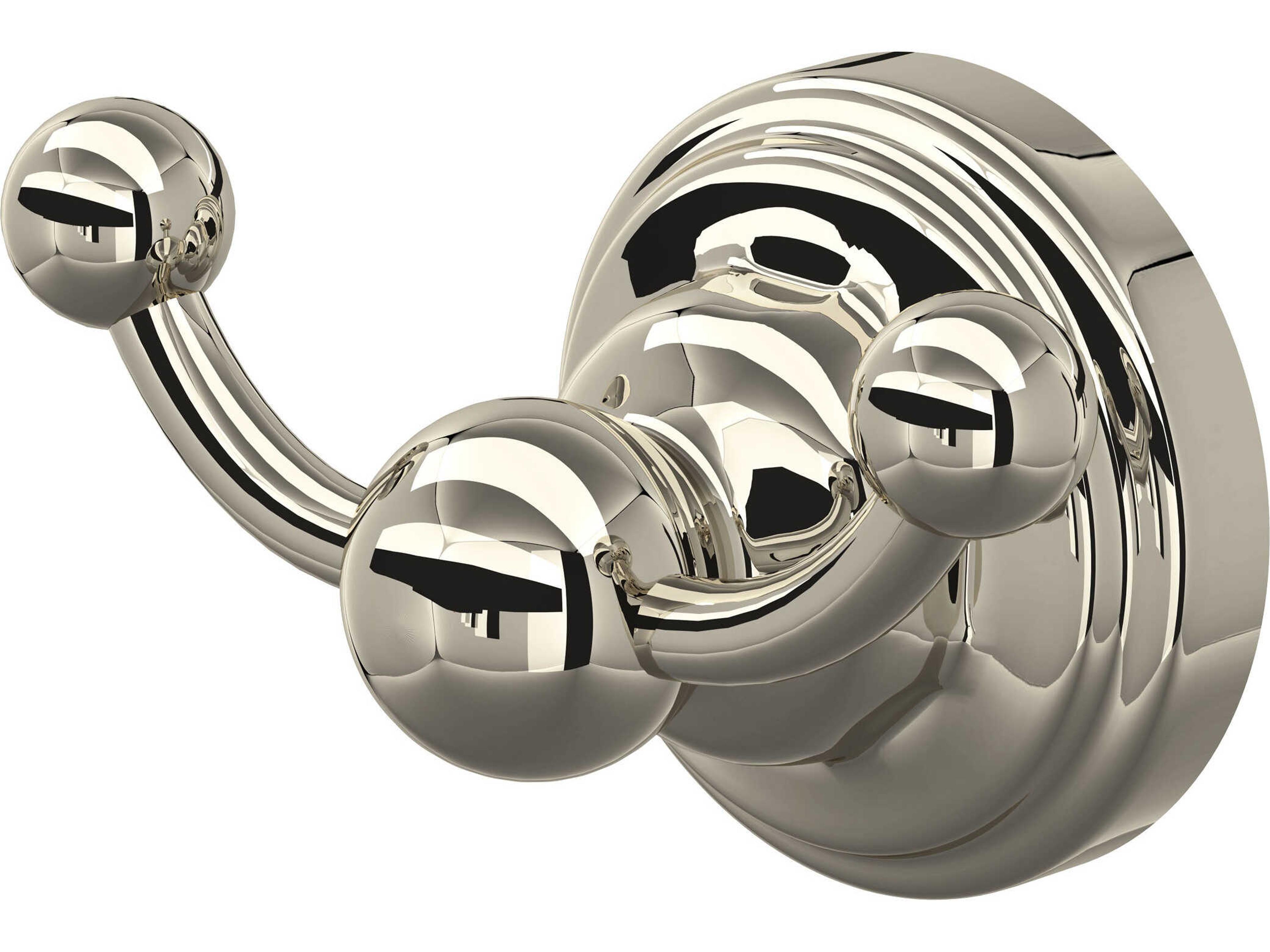 Perrin and Rowe Edwardian Polished Nickel Wall Mount Double Robe Hook