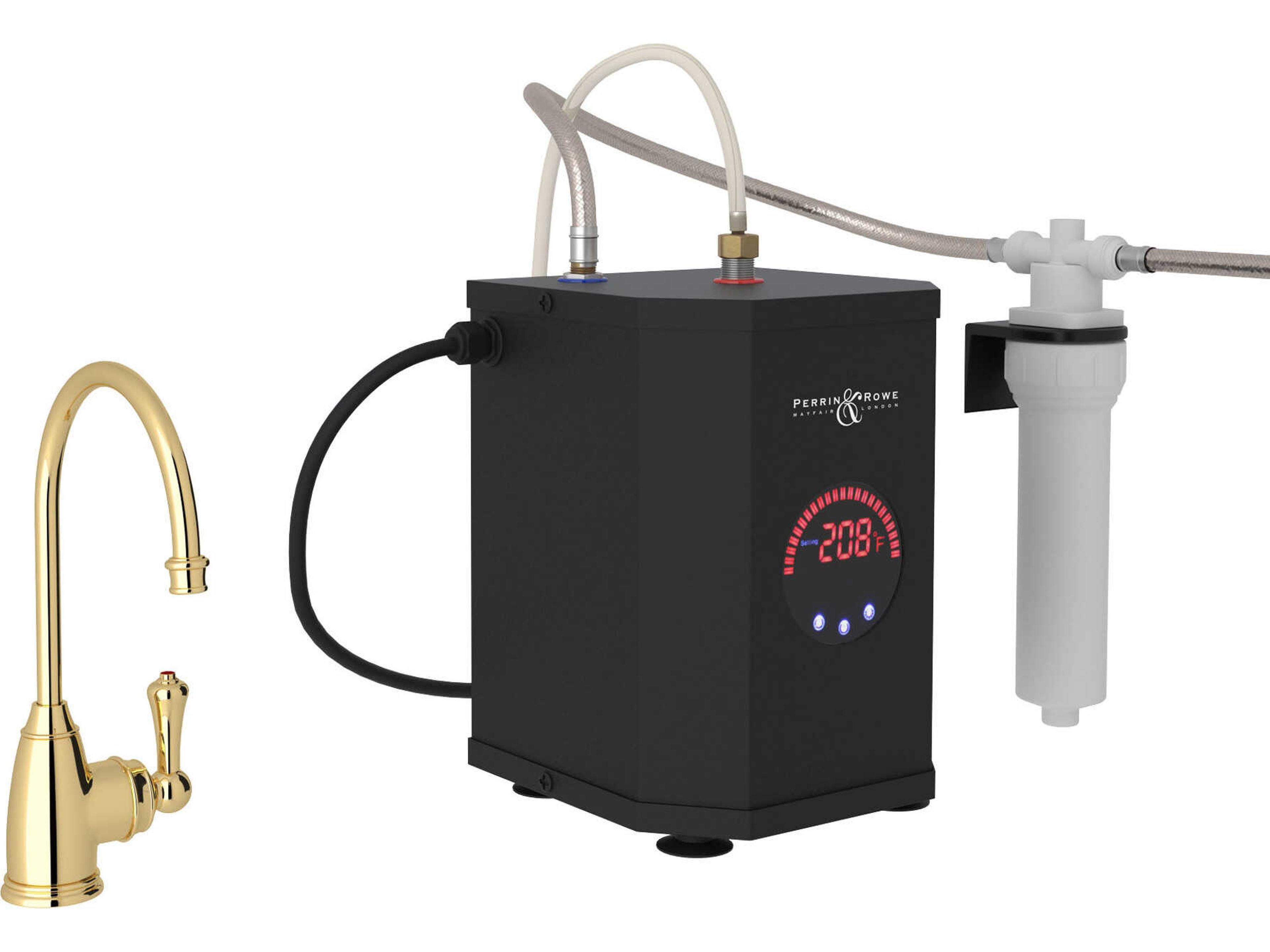 Georgian Era Unlacquered Brass Hot Water Dispenser, Tank and Filter Kit