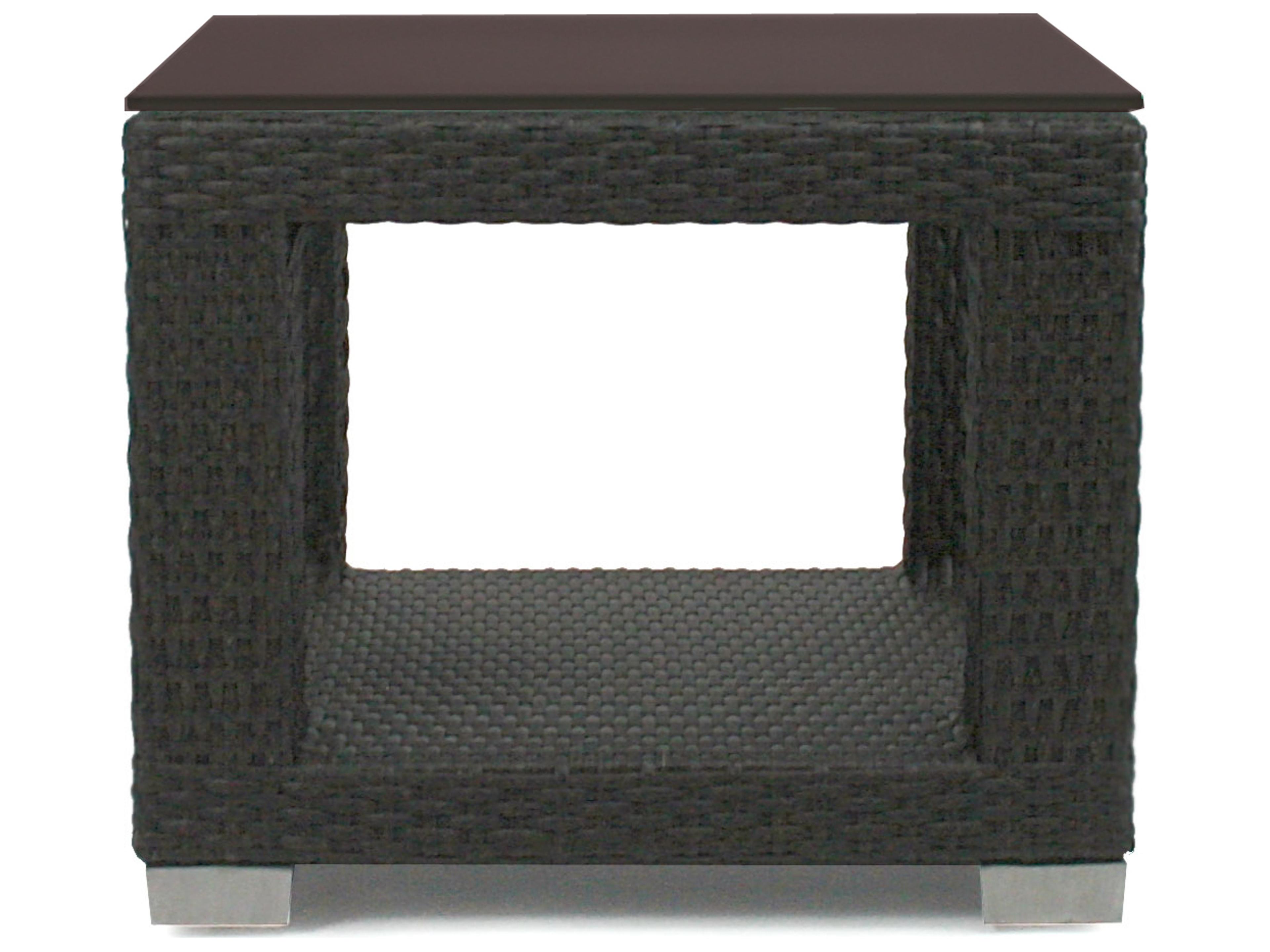 Axcess Inc Signature Square Patio End Table with Glass