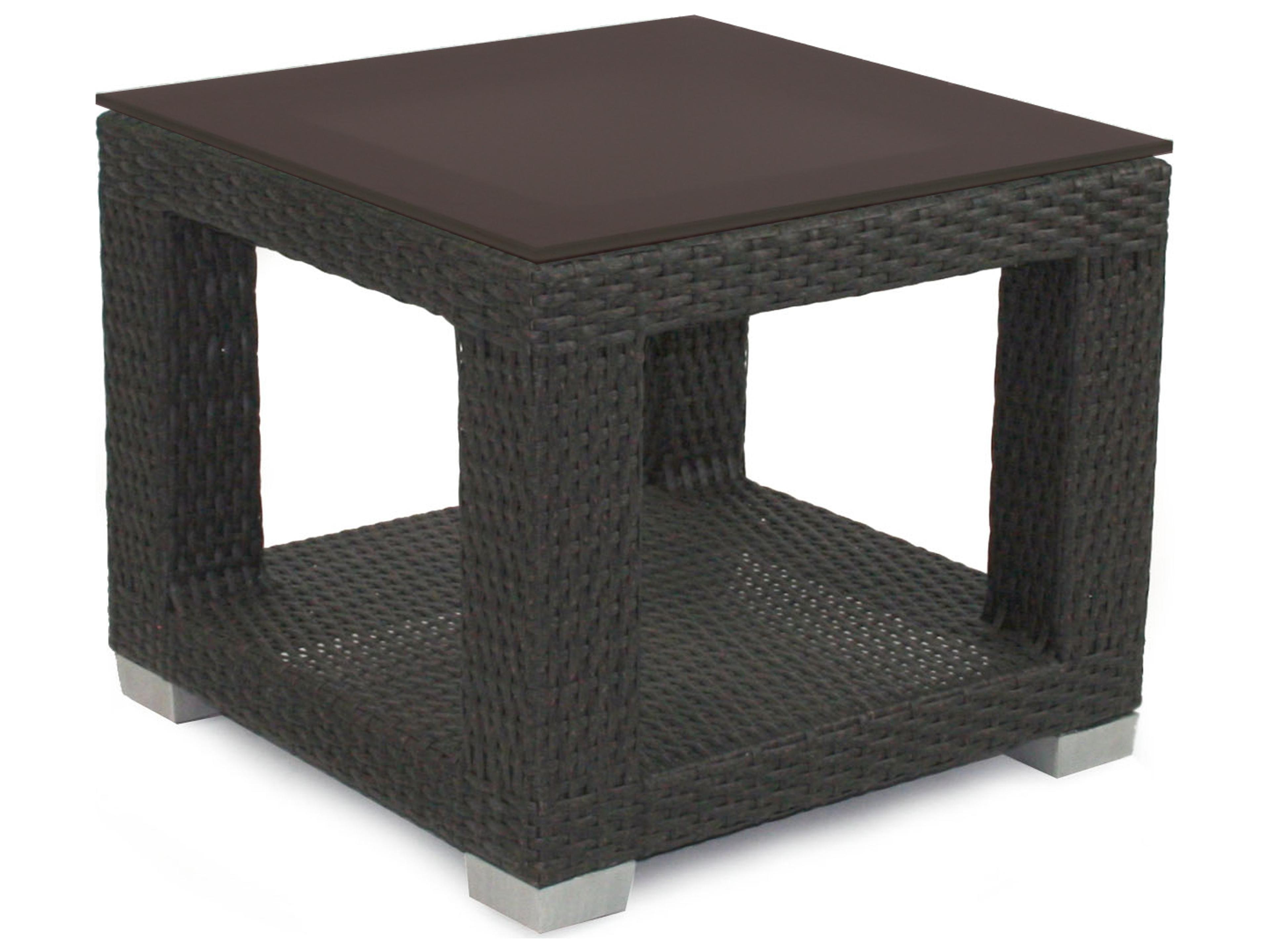 Axcess Inc Signature Square Patio End Table with Glass