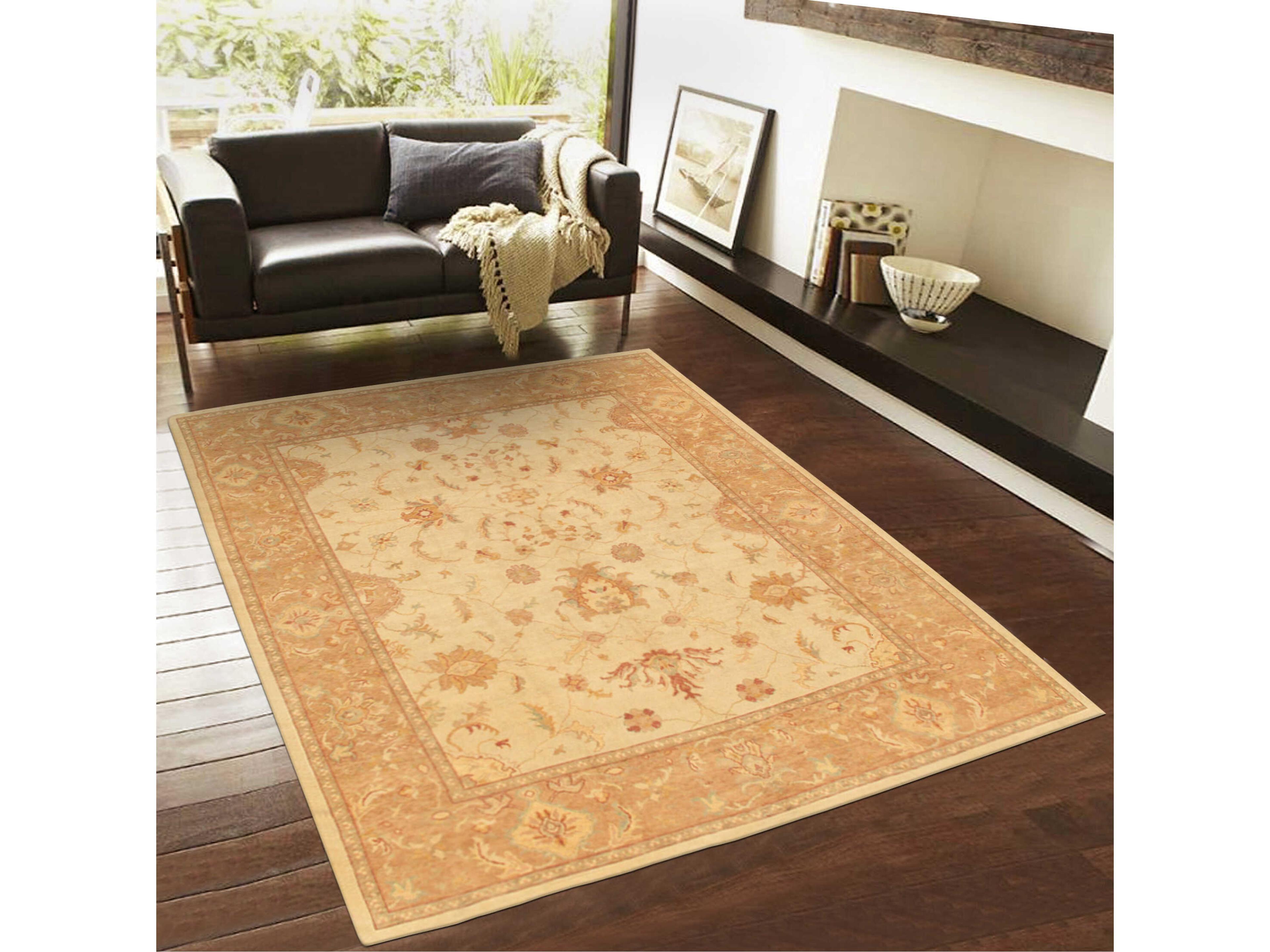 Pasargad Home Oushak Bordered Area Rug