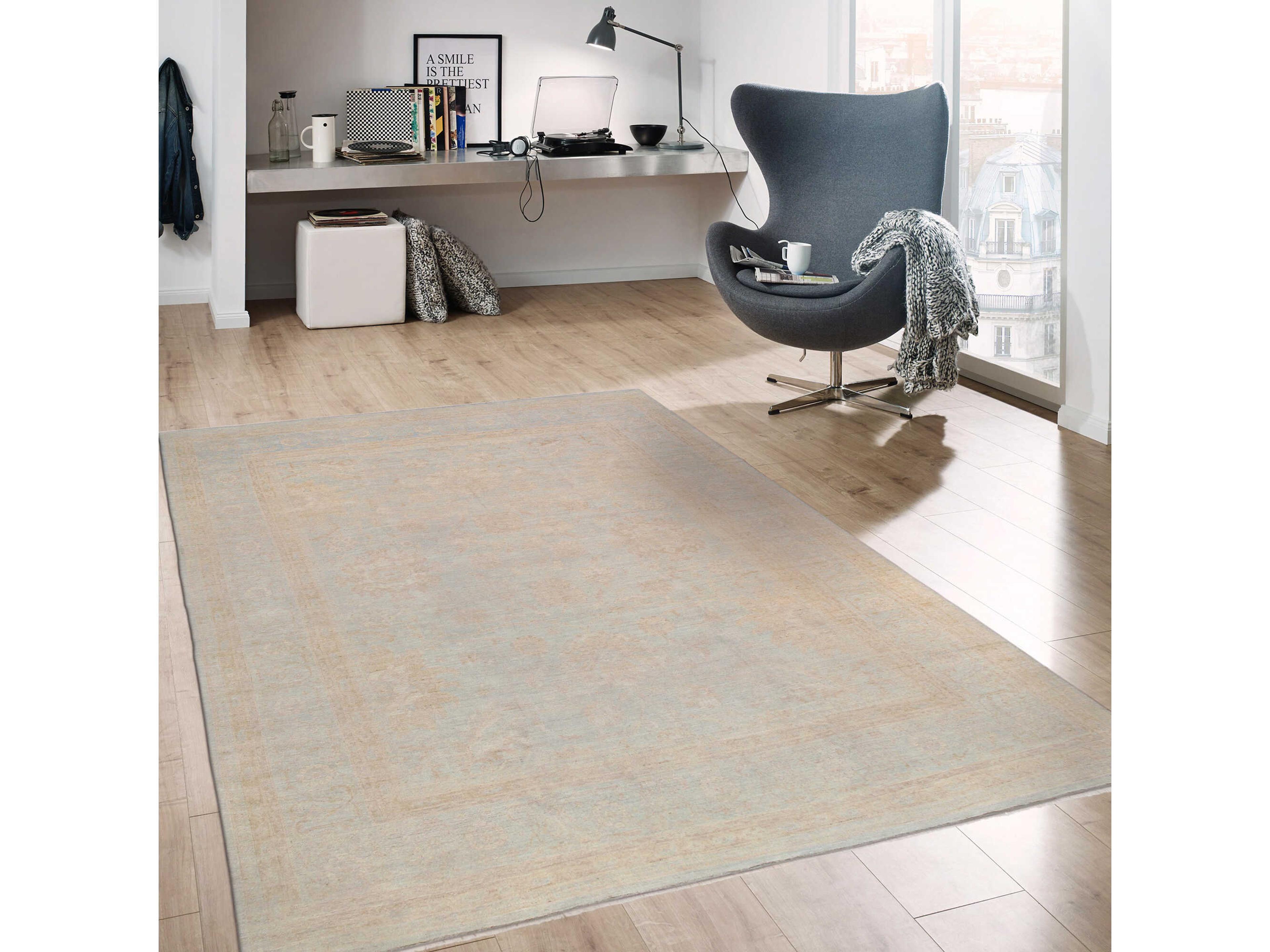 Pasargad Home Oushak Bordered Area Rug