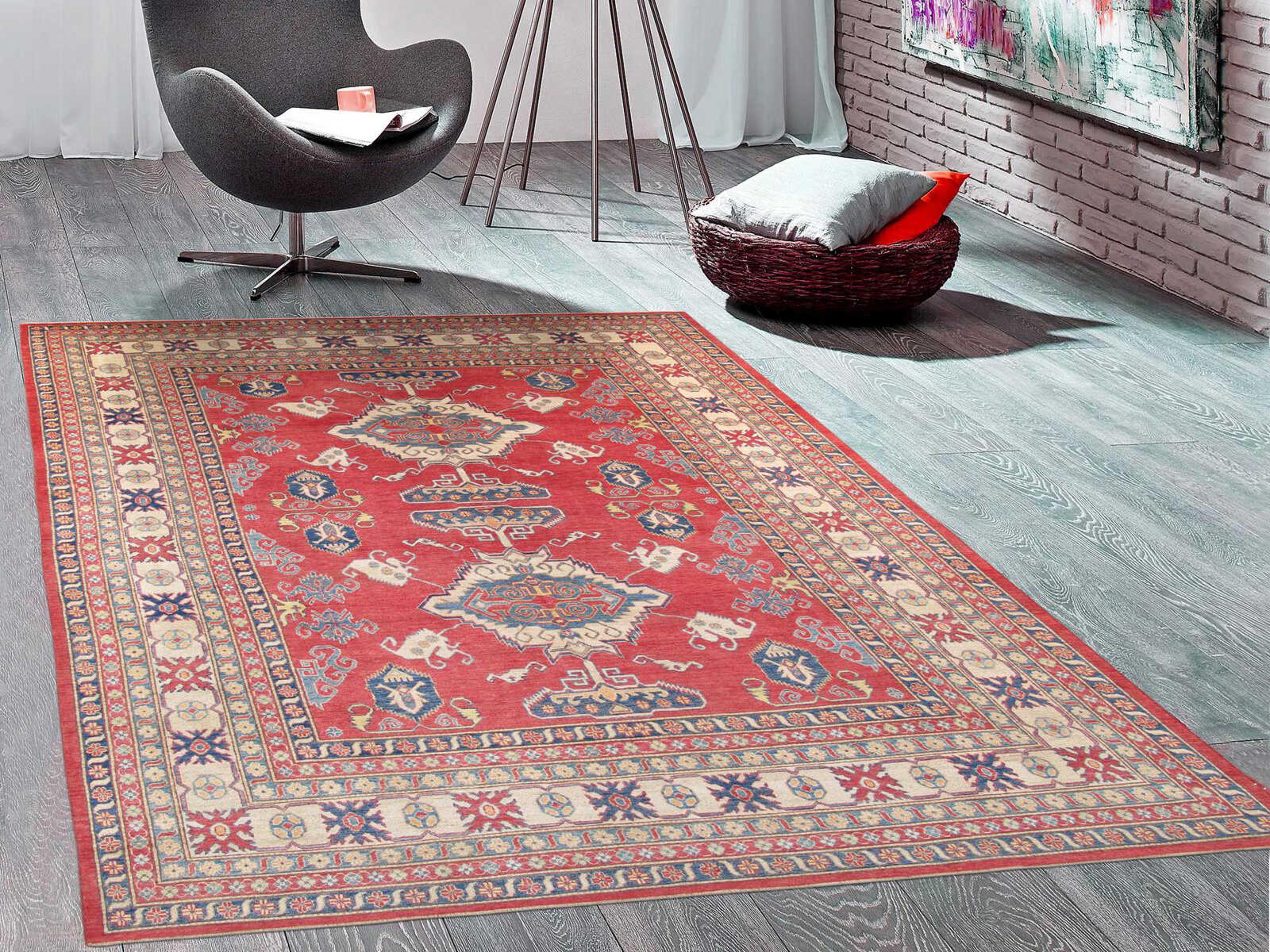 Pasargad Home Kazak Bordered Area Rug