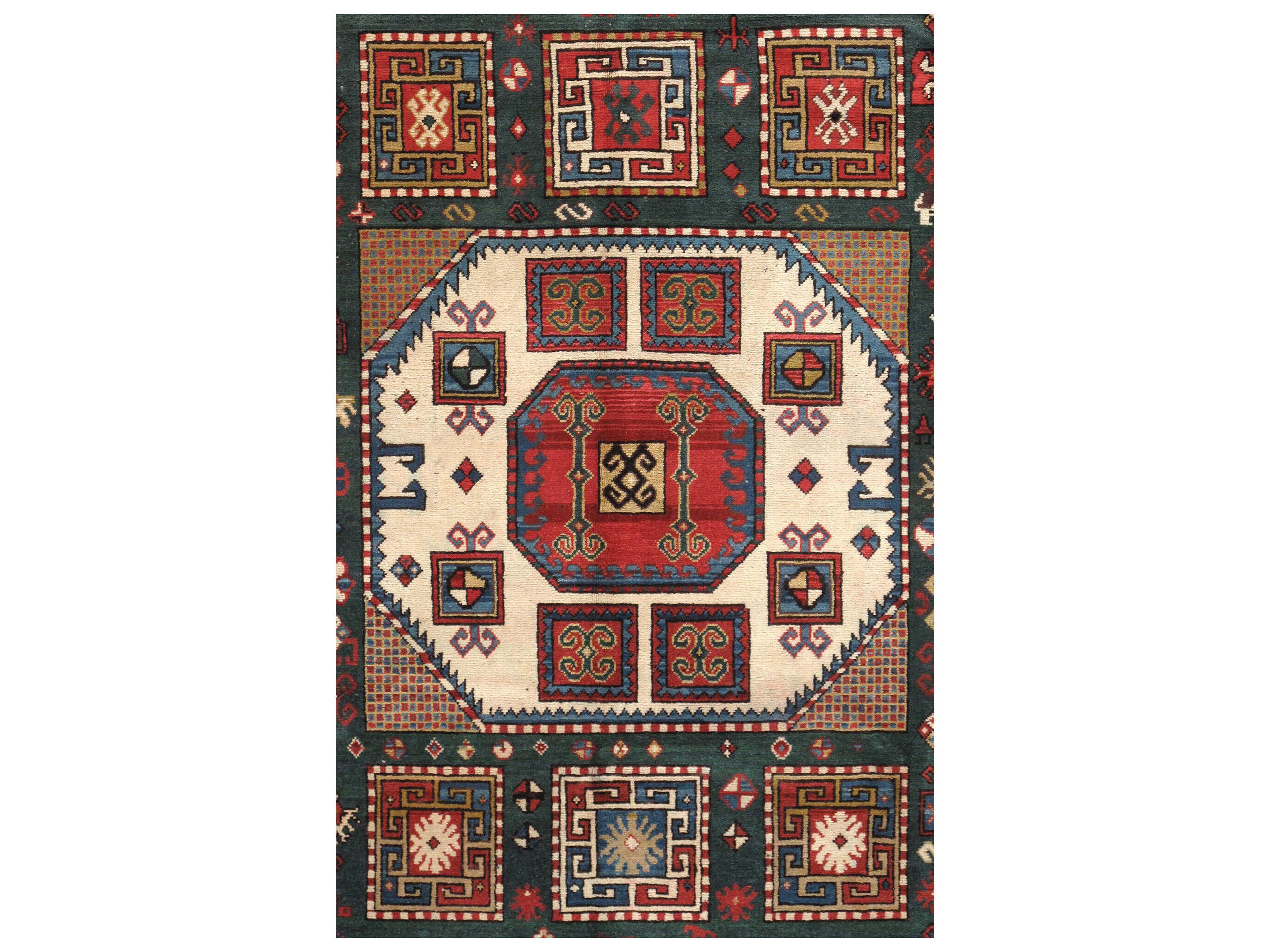 Pasargad Home Kazak Bordered Area Rug