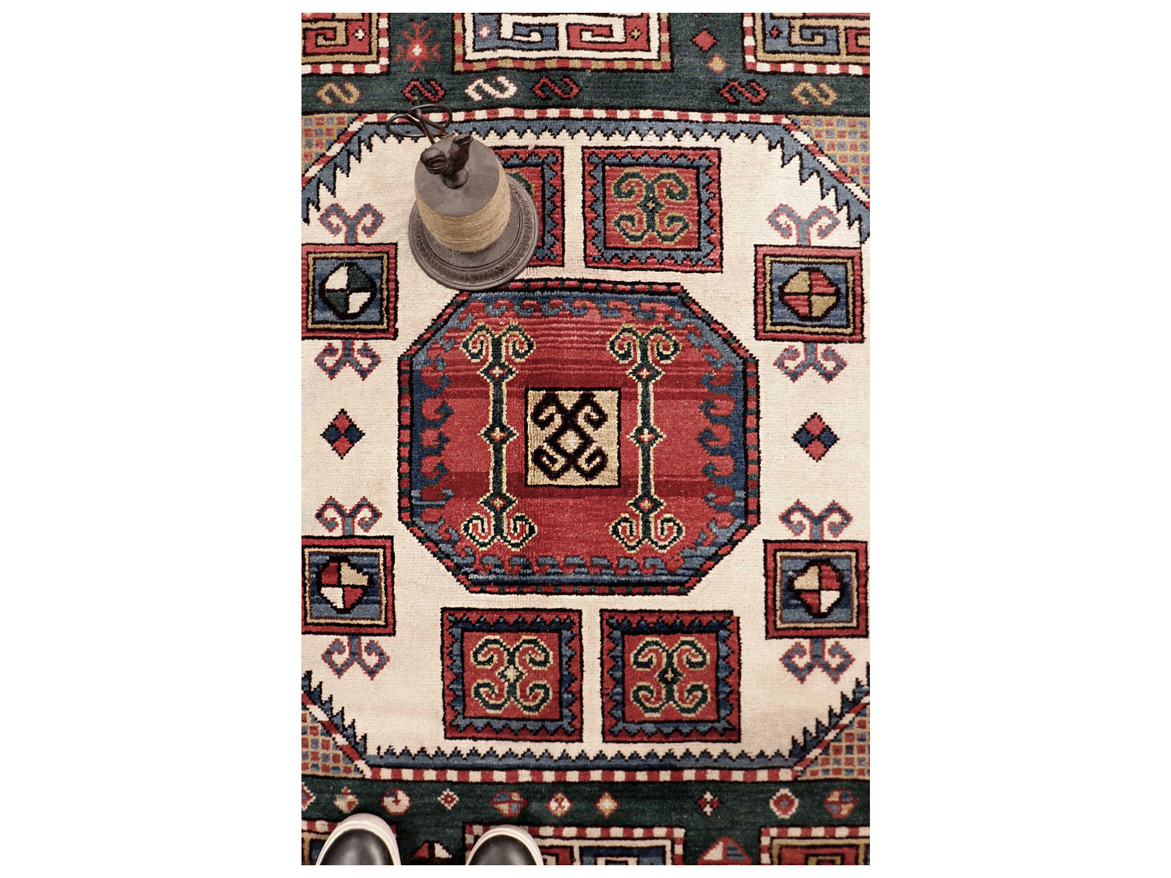 Pasargad Home Kazak Bordered Area Rug