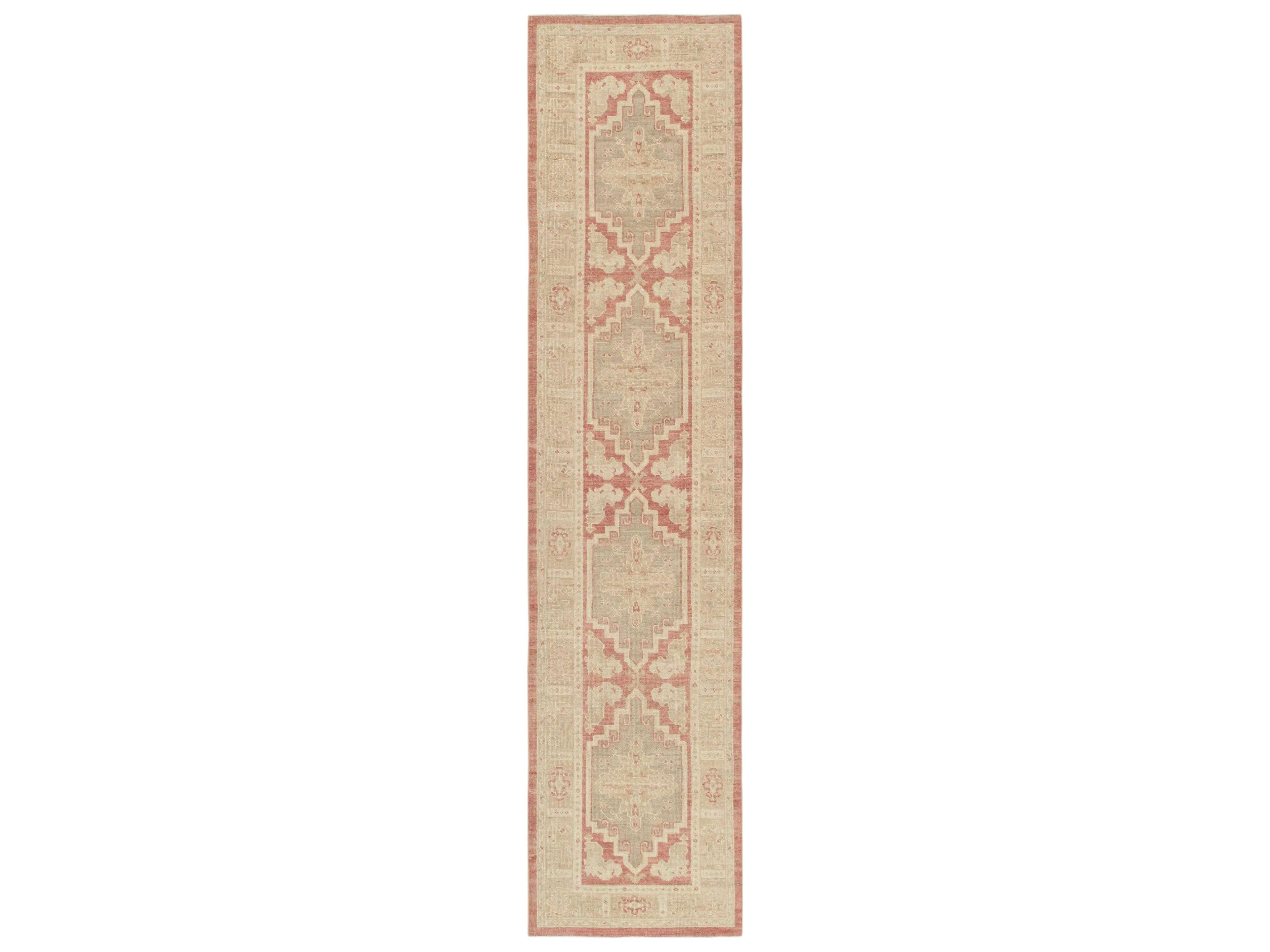 Oushak Bordered Runner Area Rug