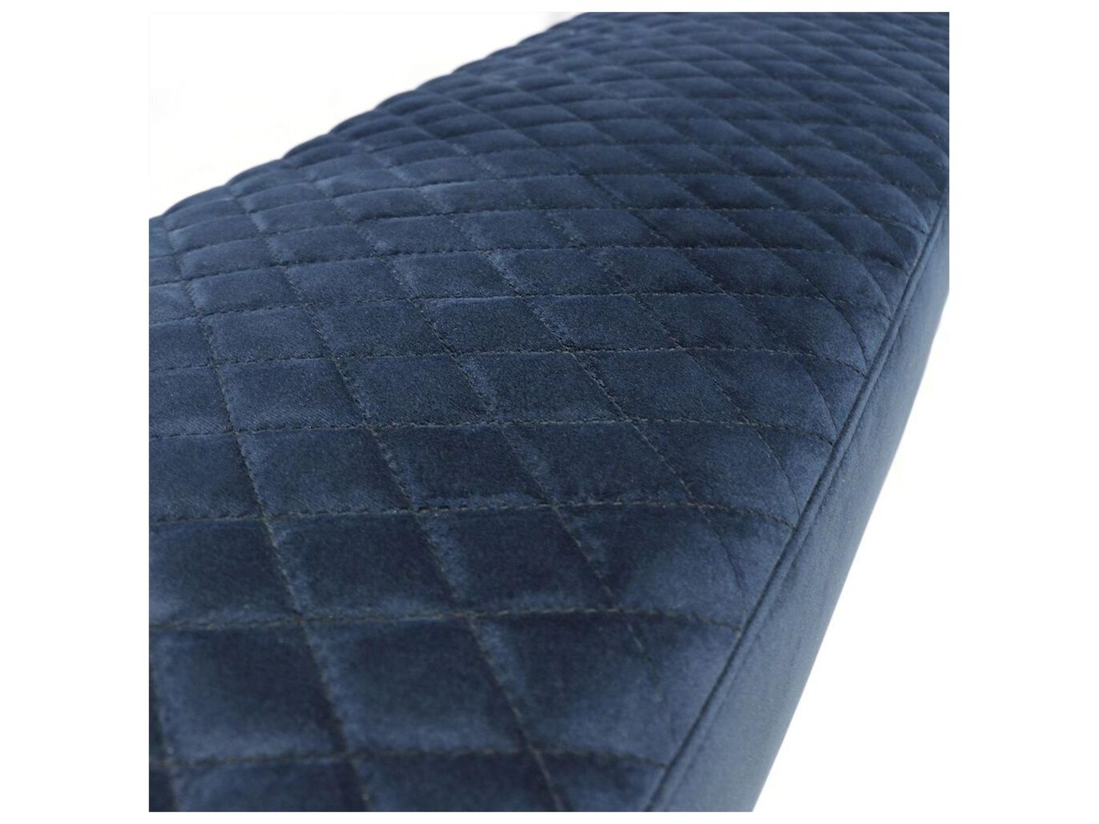 Pasargad Home Tribecca Navy Clear Blue Velvet Upholstered Accent Bench