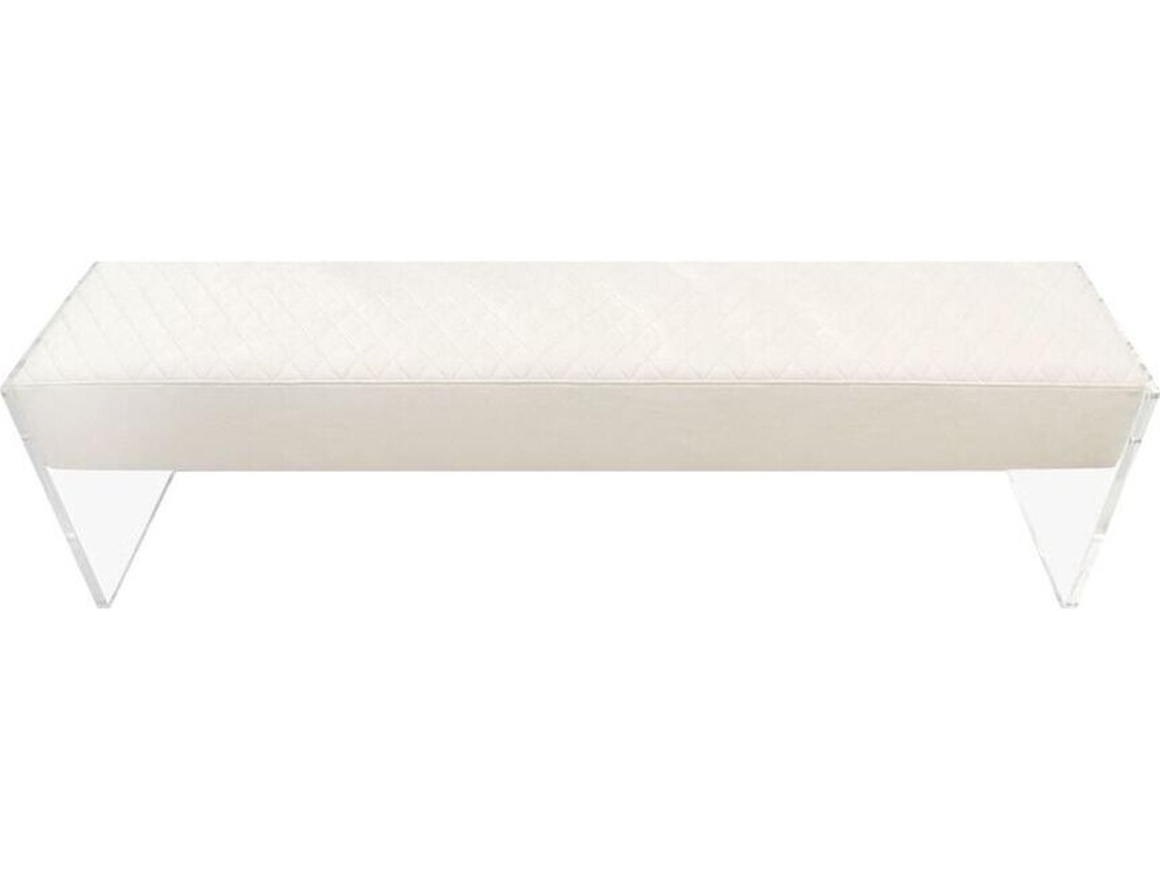 Pasargad Home Tribecca Ivory Clear White Velvet Upholstered Accent Bench