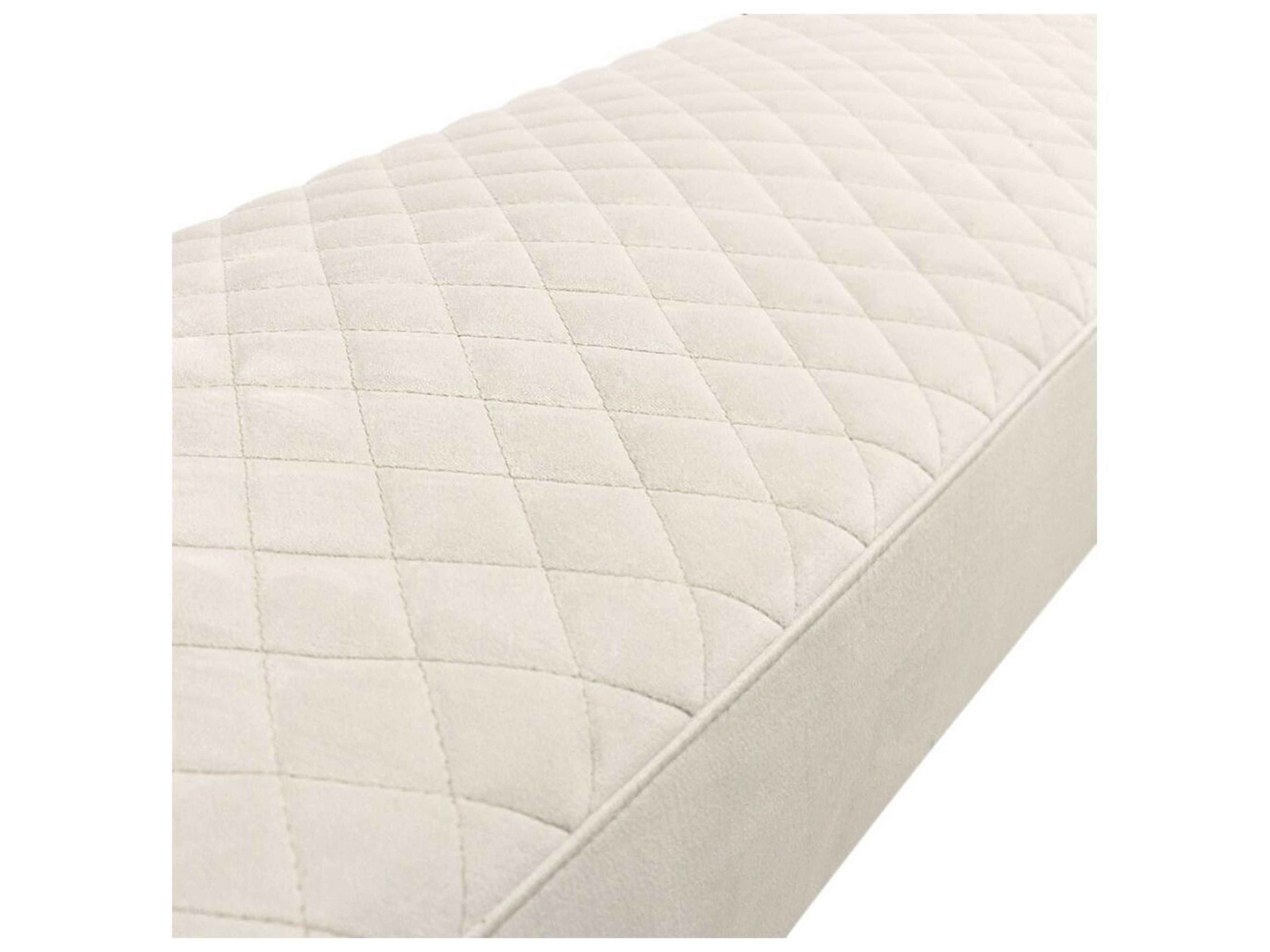 Pasargad Home Tribecca Ivory Clear White Velvet Upholstered Accent Bench