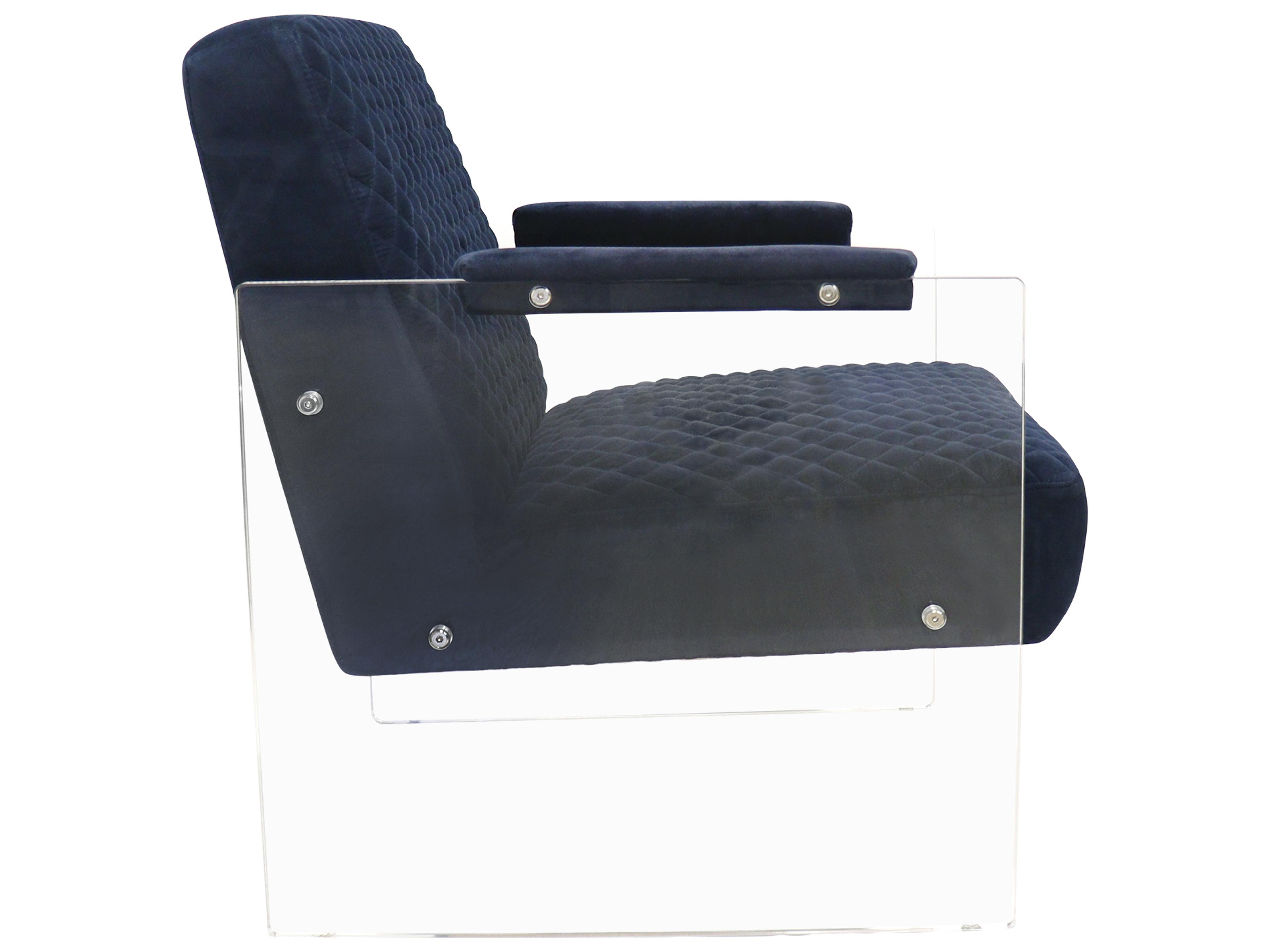 Pasargad Home Tribecca Blue Velvet Accent Chair