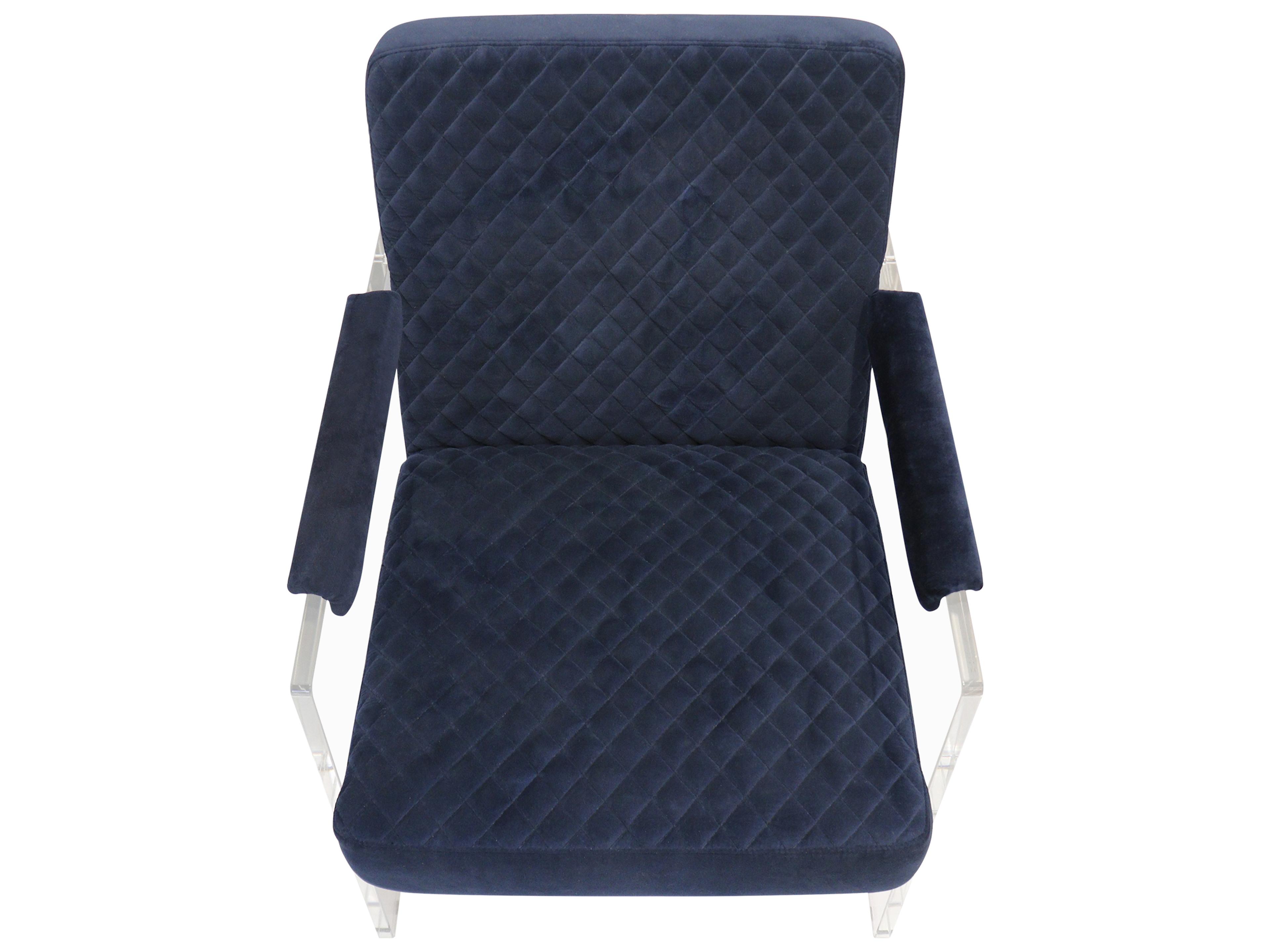Pasargad Home Tribecca Blue Velvet Accent Chair