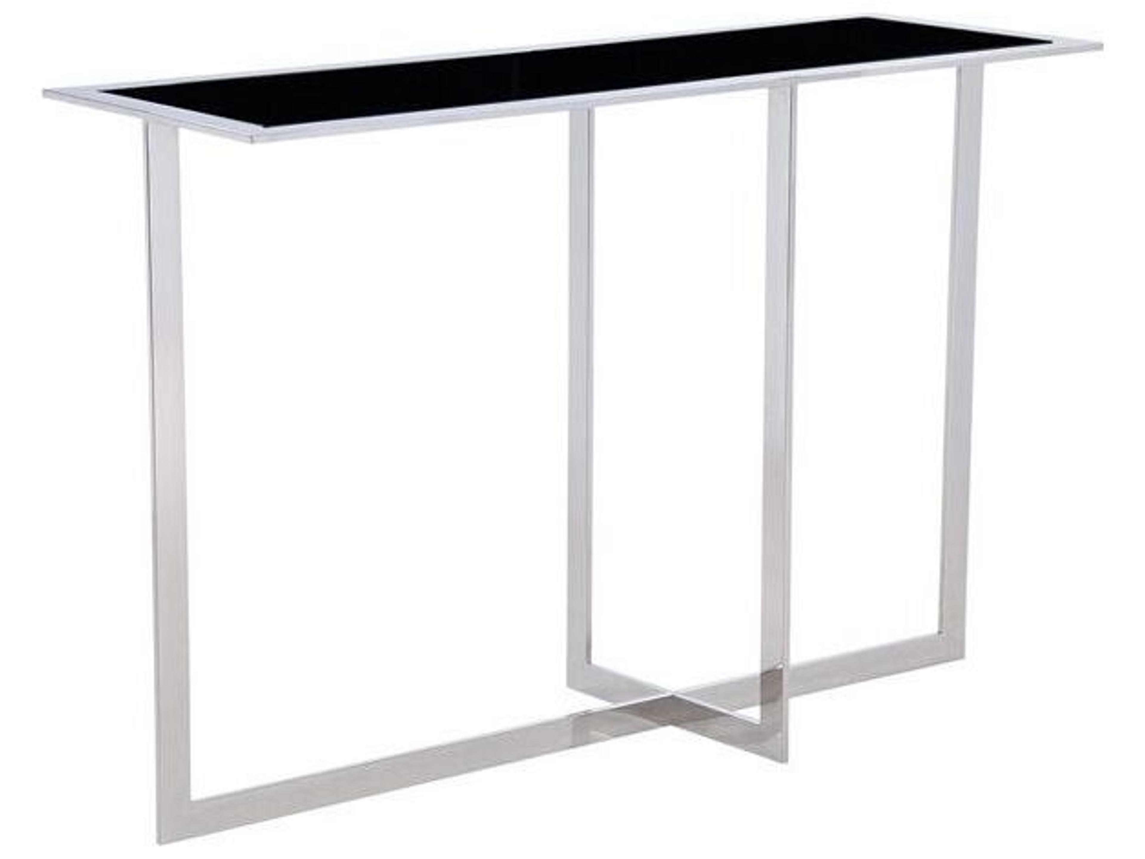 Luxe Rectangular Glass Black Chrome Console Table