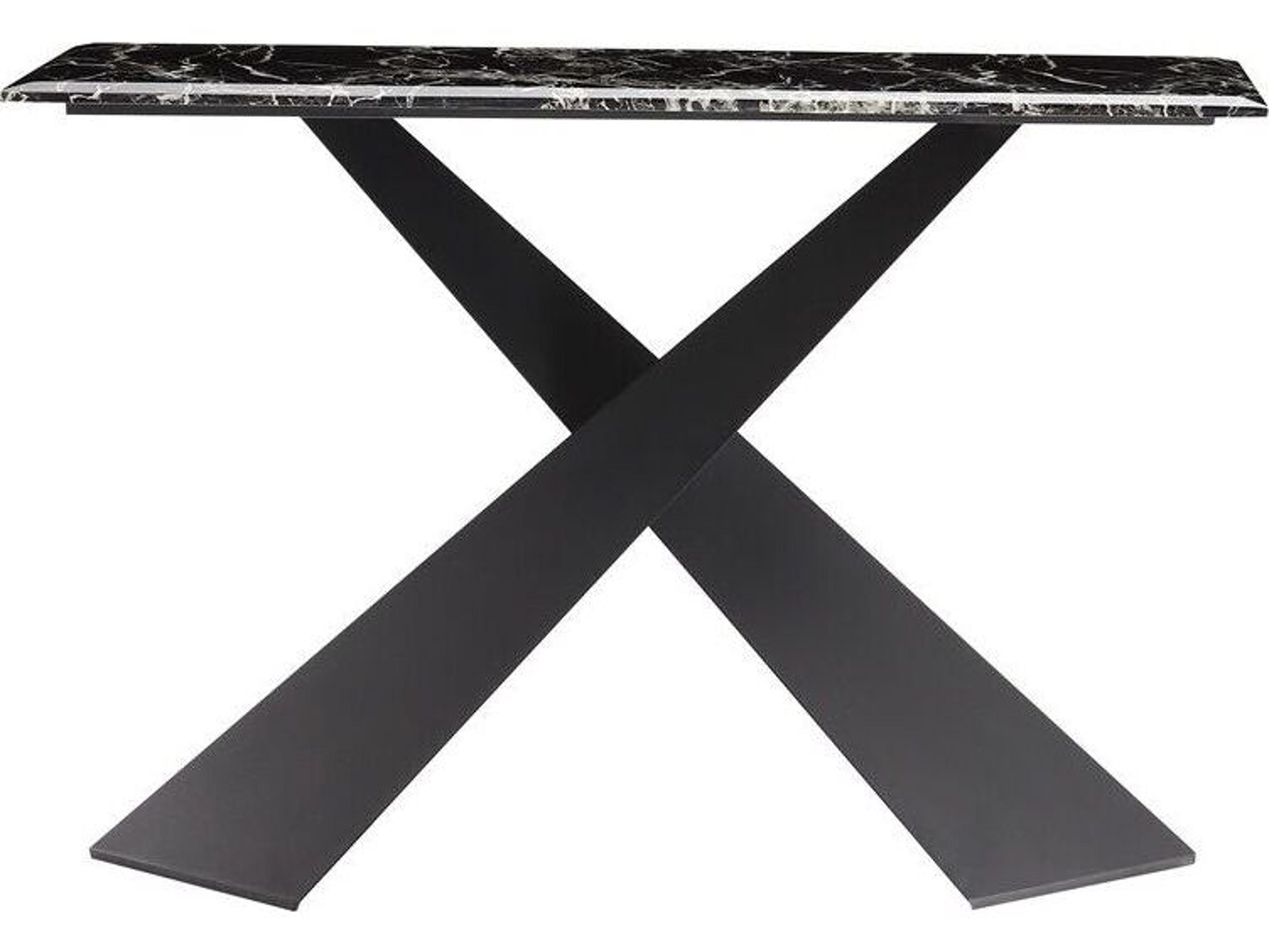 Luxe Rectangular Marble Black Console Table