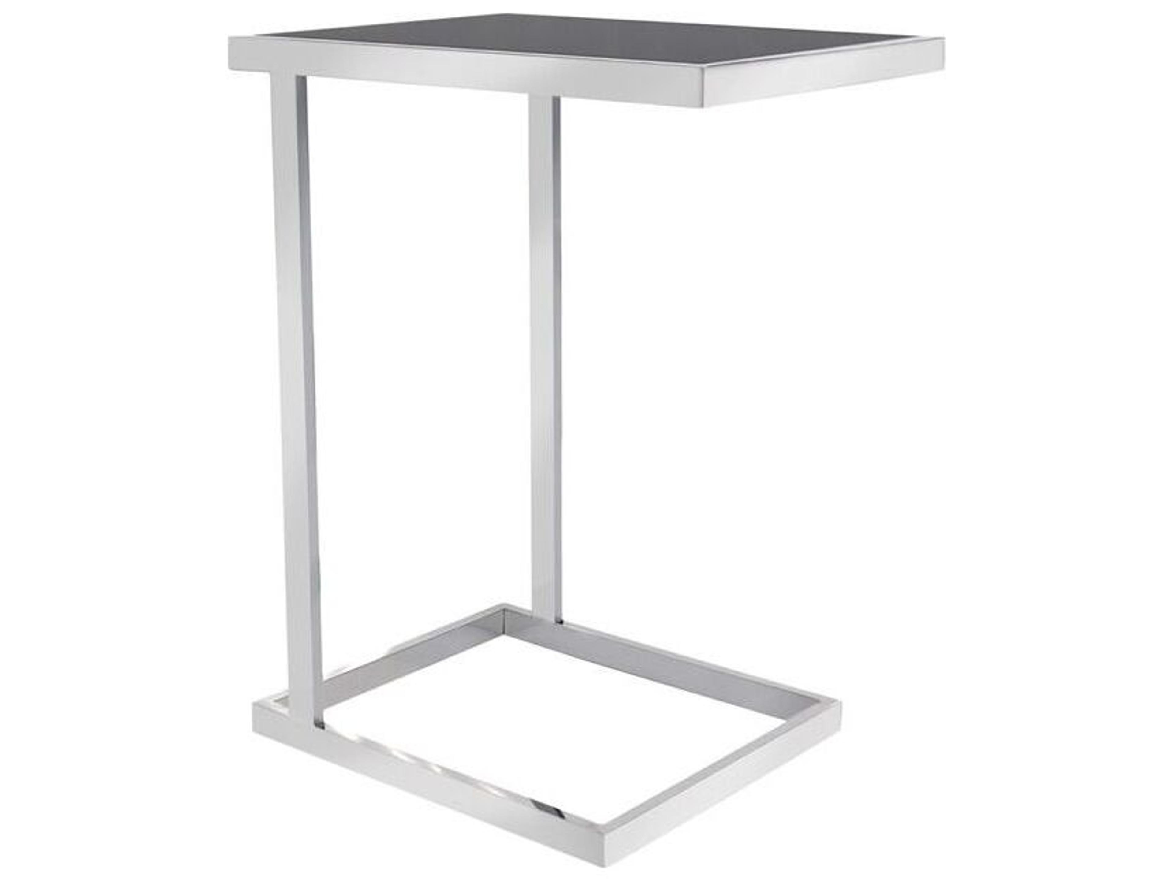 Luxe Rectangular Glass Black Chrome End Table