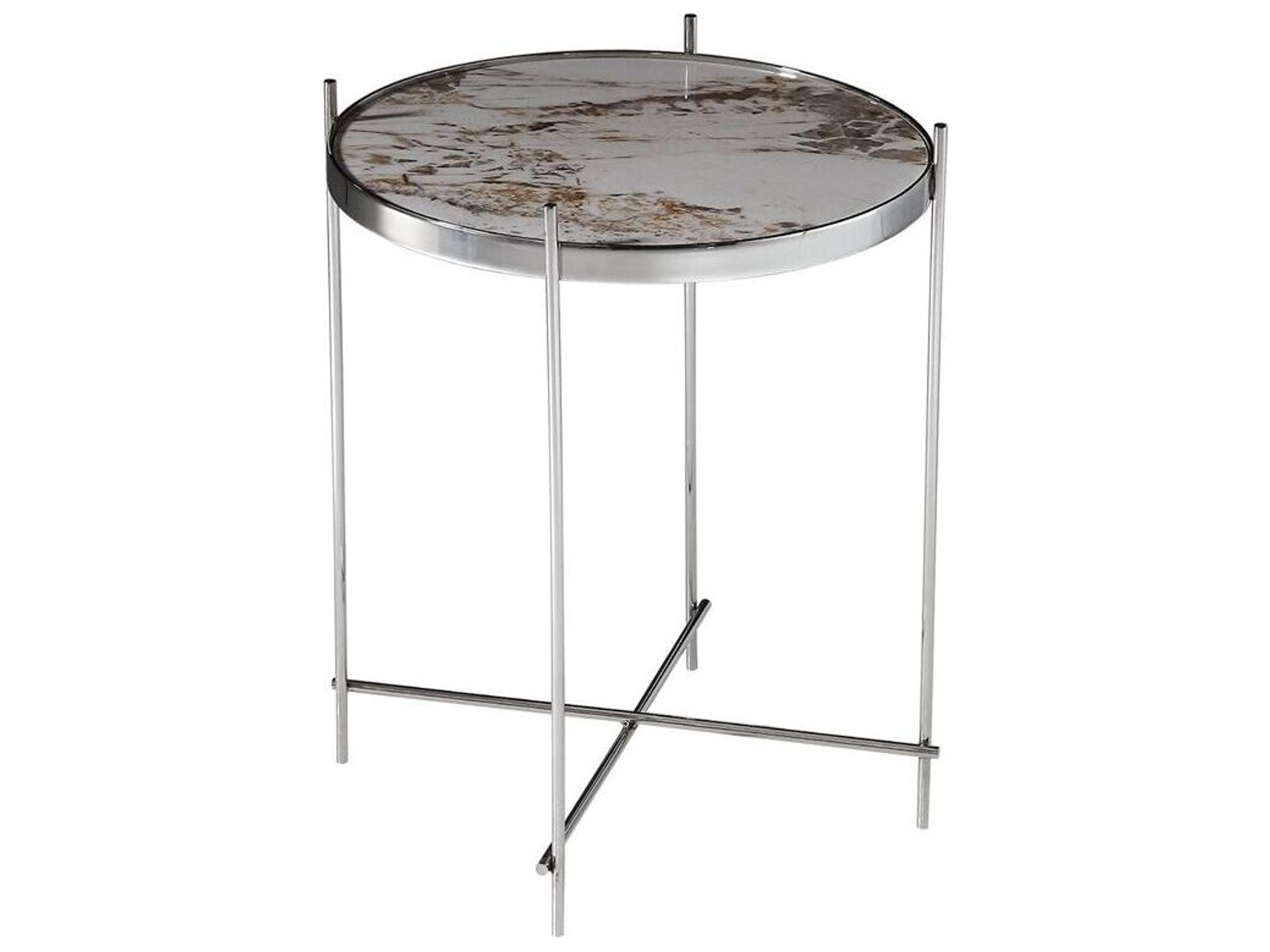Luxe Round Glass Multi Chrome End Table