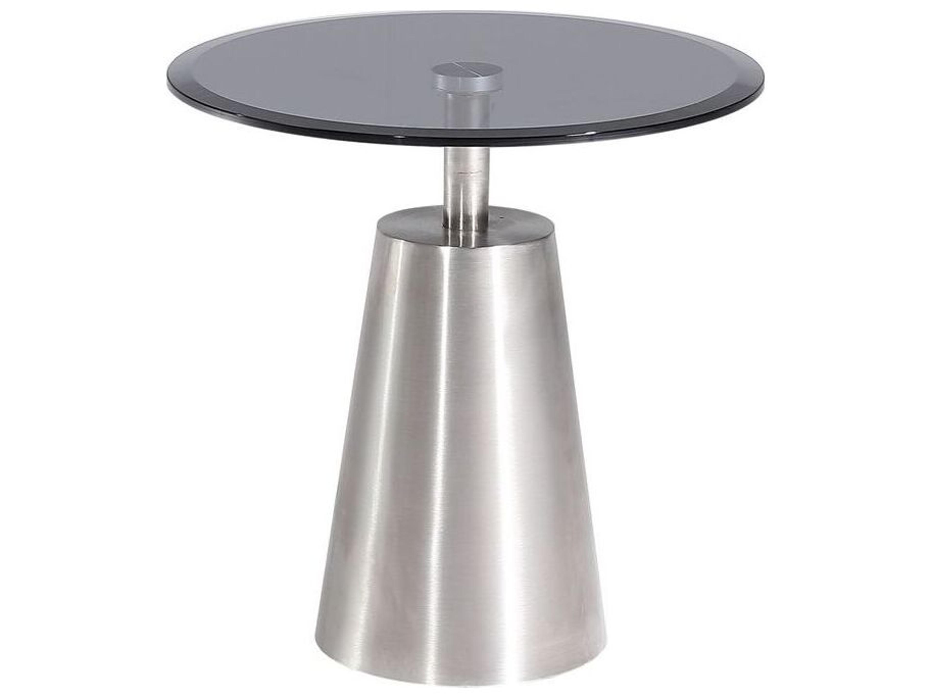 Luxe Round Glass Black Chrome End Table